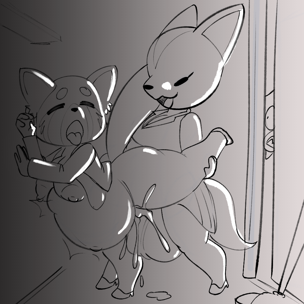 2022 2d aggressive_retsuko ailurid anthro balls being_watched belly_inflation big_balls big_breasts bodily_fluids bottomless bottomless_female breasts canid canine closed_eyes clothed clothing cum cum_inflation cum_inside cumflation digital_media_(artwork) duo female fennec fenneko fox from_behind_position futa_on_female futanari genital_fluids genitals gynomorph gynomorph/female huge_balls inflation intersex intersex/female looking_at_another looking_pleasured mammal nipples office_lady red_panda retsuko sanrio sex smooth_fur squealydealy stomach_bulge thick_thighs tongue tongue_out