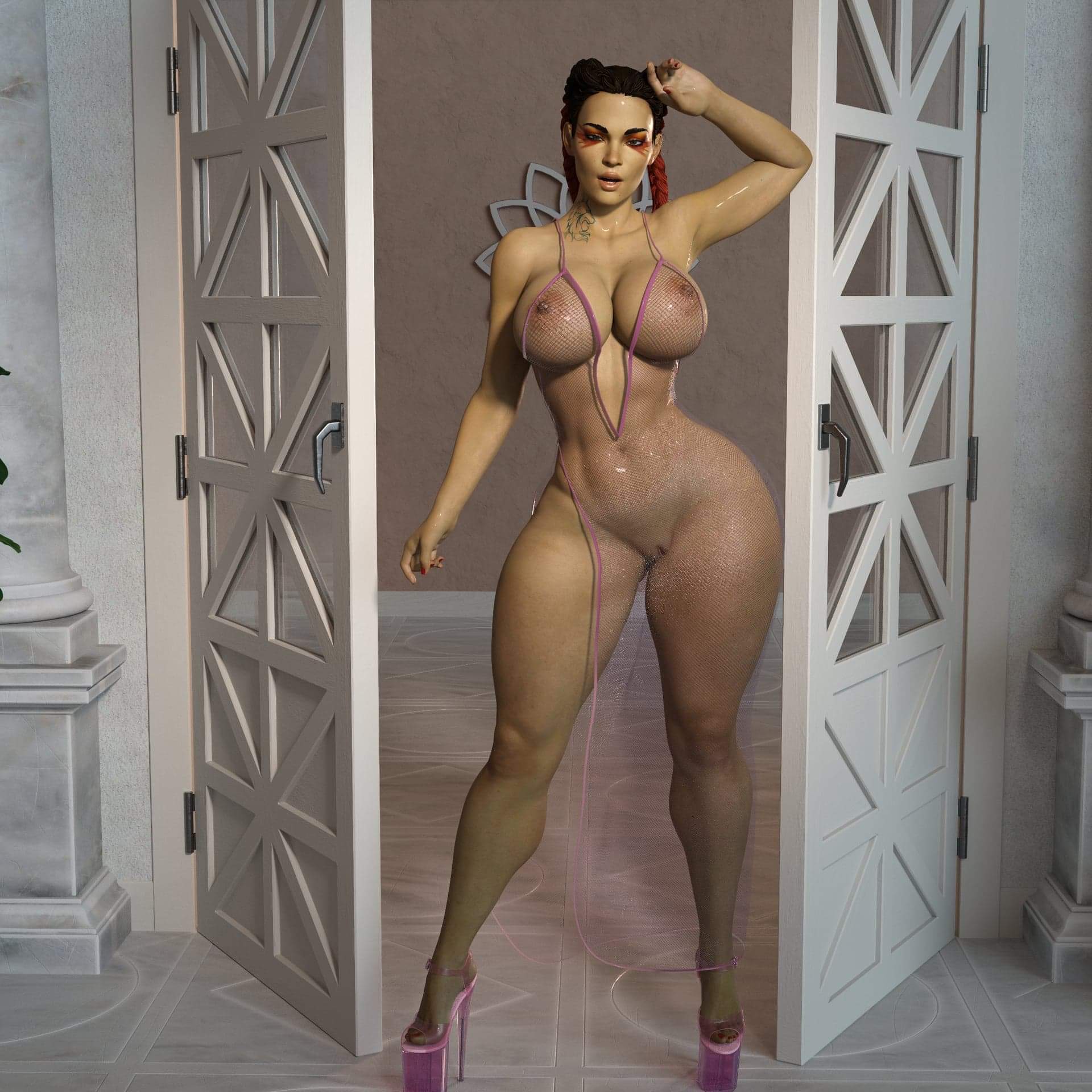 1girls, 3d, apex legends, areolae, ass, barely clothed, big ass, big breasts, braided hair, braided twintails, breasts, dark skin, dark-skinned female, dress, female, gm studios, high heels, huge breasts, large breasts, latina, loba (apex legends), muscular, muscular female, muscular thighs, nipples, platform heels, pussy, respawn entertainment, see-through clothing, see-through dress, shaved pussy, skimpy, skimpy clothes, tattoo, thick, thick hips, thick legs, thick thighs, two-tone hair, vagina, wide hips