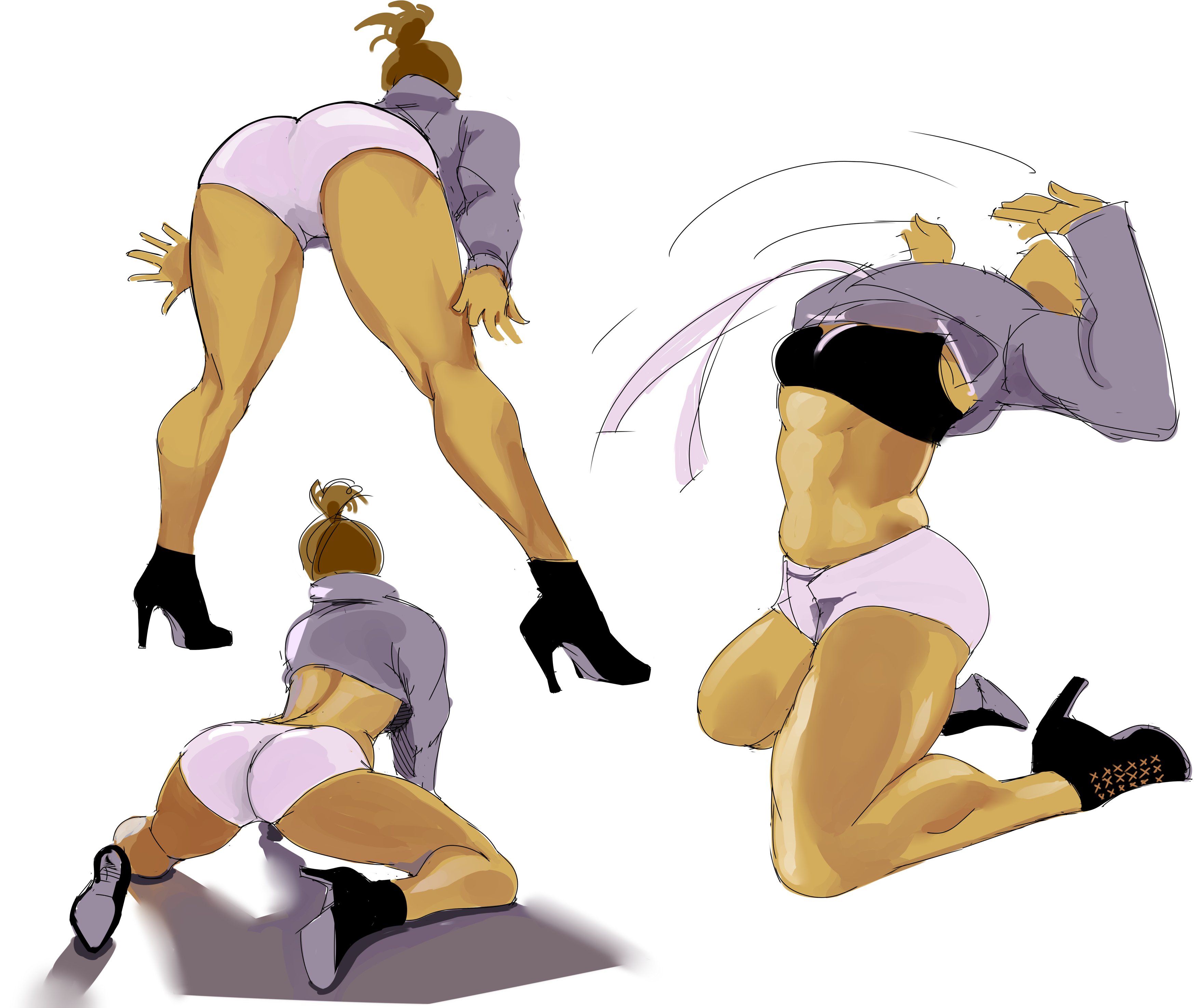 1girls, abs, ass, backboob, big ass, big butt, blonde female, blonde hair, bra, breasts, female, female only, high heels, hivethebastard, large ass, large breasts, large butt, lyren (hivebastard), muscular, muscular thighs, original, original character, original characters, ponytail, pose, posing, round ass, solo, solo female, solo focus, sweater, thick thighs, thighs, tight clothing, toned, toned body, toned female, twerking, yellow hair