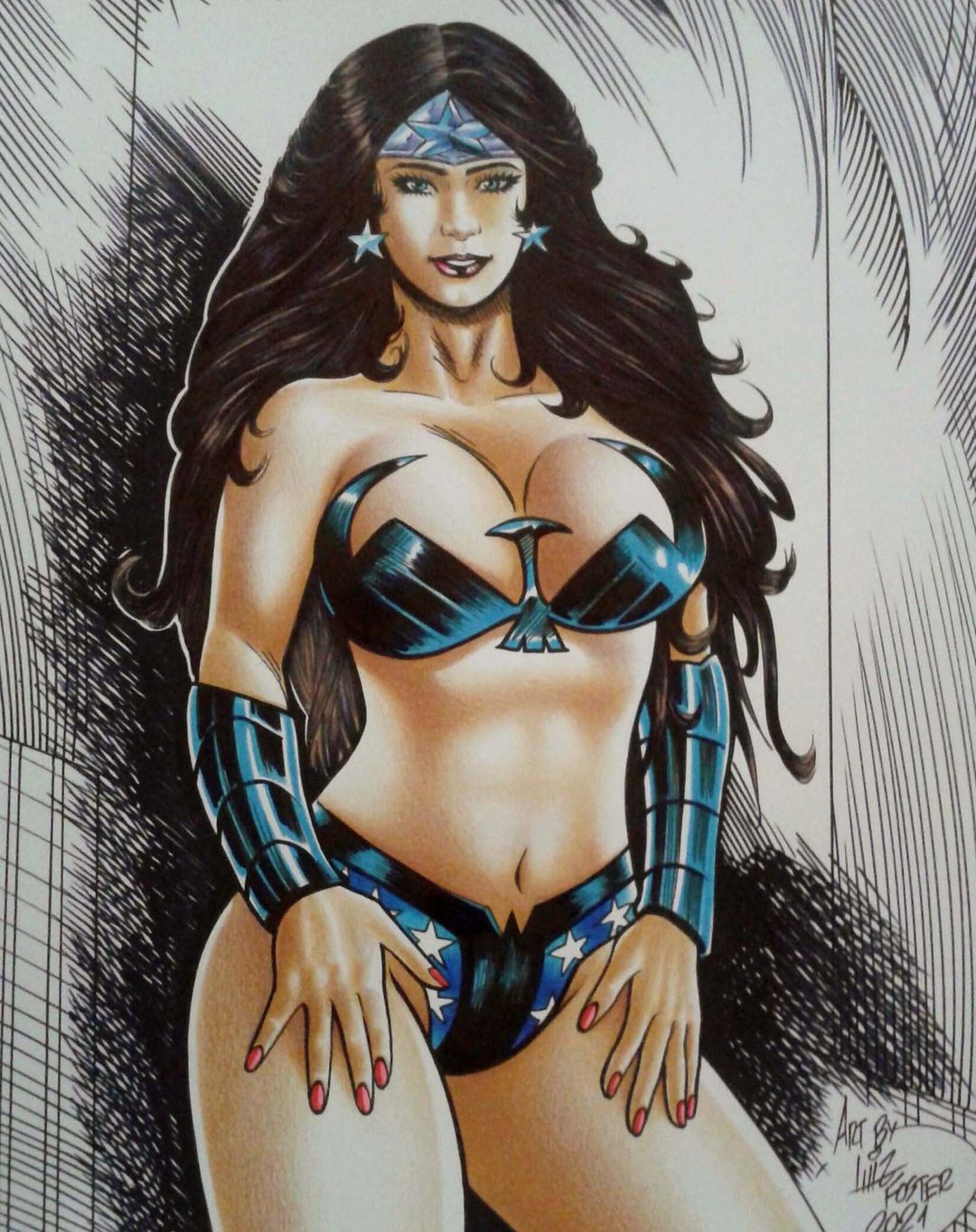 1girls amazonian big_breasts bikini_armor boobs bra breasts cleavage dc dc_comics diana_prince female female_focus female_only foster_studio huge_breasts large_breasts looking_at_viewer panties pinup revealing_clothes thick_ass wonder_woman wonder_woman_(series)