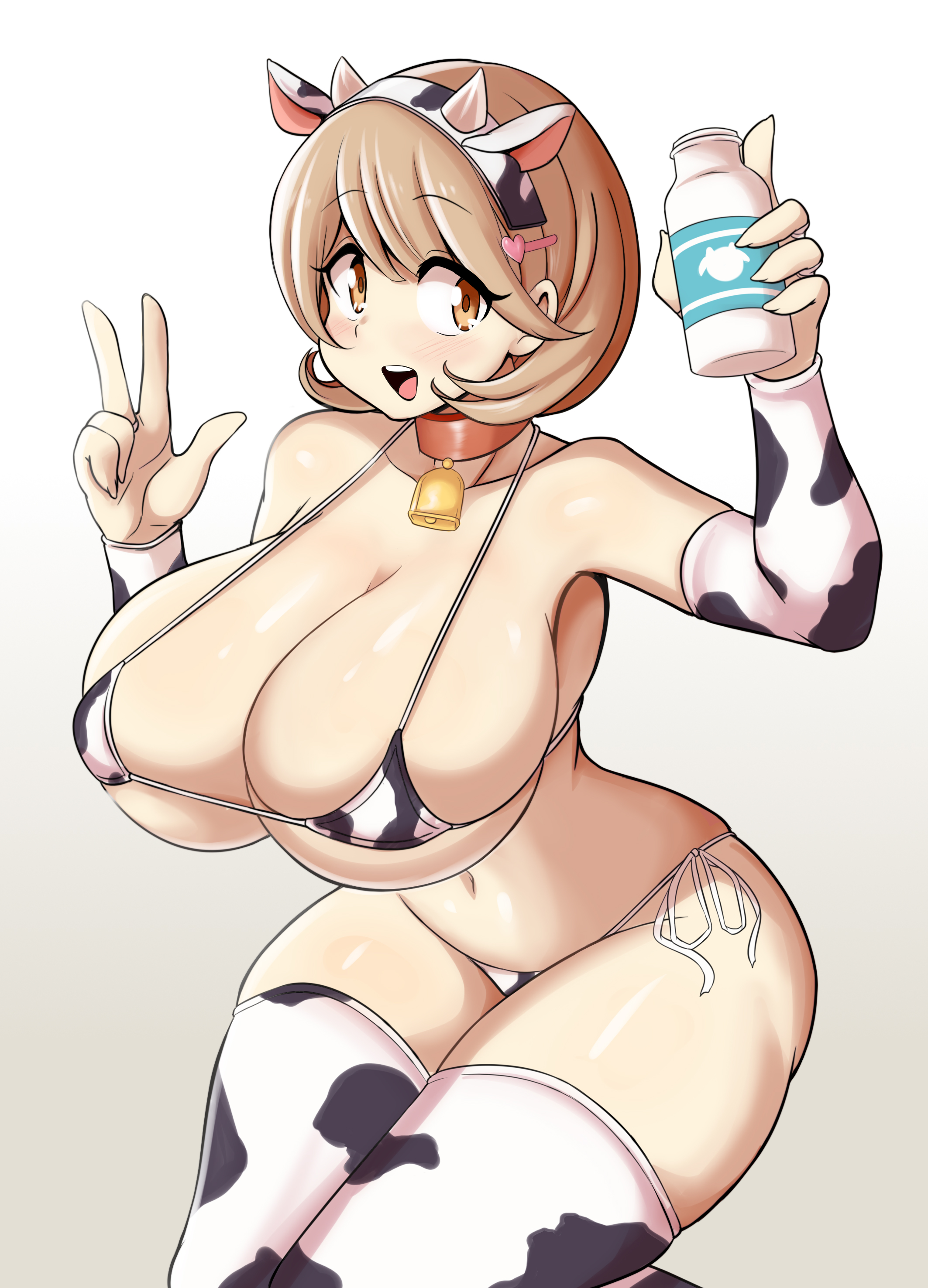 big breasts, breasts, cow print, female, lucyfercomic, tagme