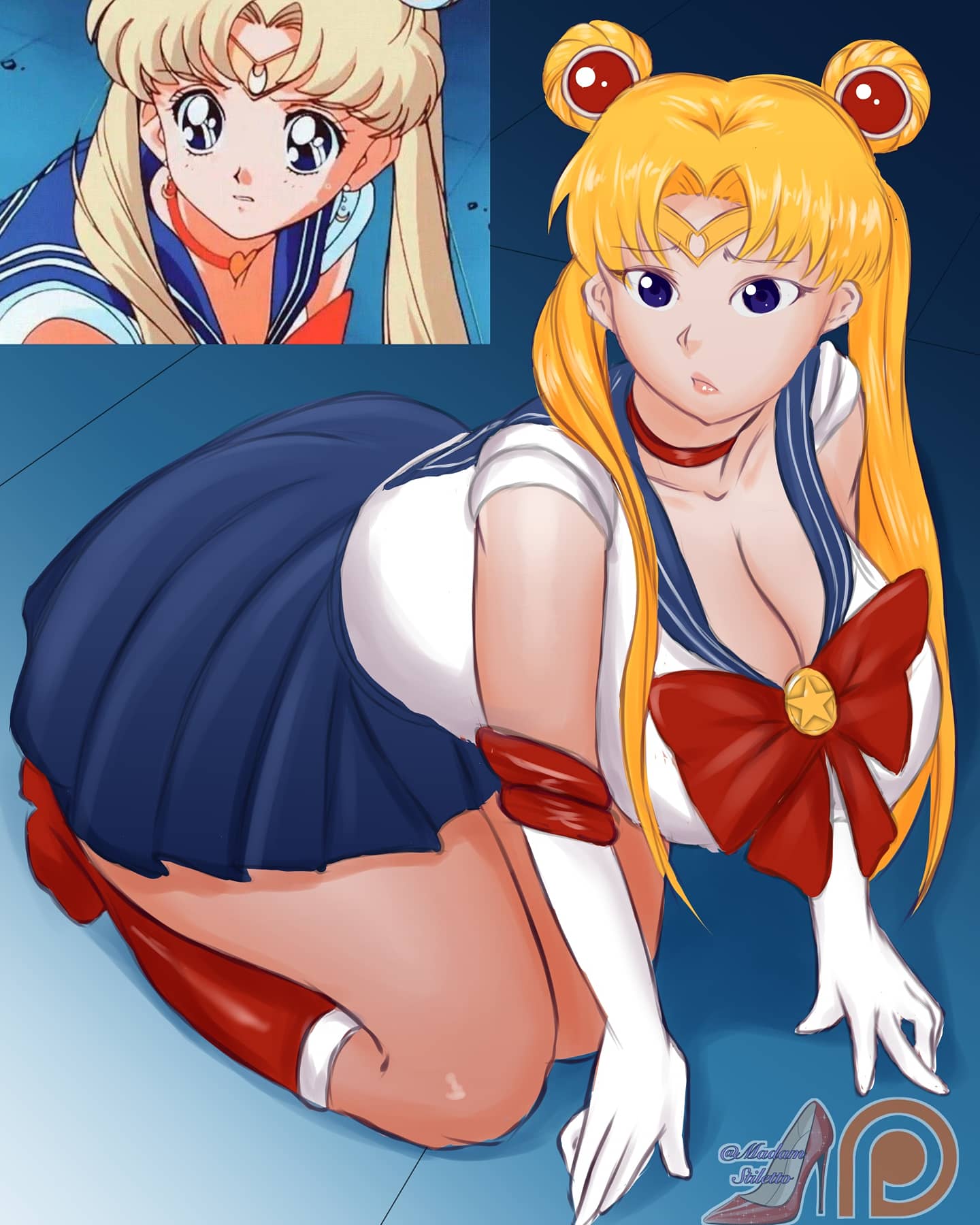 1girls artist_name artist_signature big_breasts bishoujo_senshi_sailor_moon blonde_hair blue_eyes boots breasts busty choker cleavage clothing curvy elbow_gloves female female_only gloves hi_res high_resolution highres knee_boots large_breasts light-skinned_female light_skin long_gloves long_hair madam_stiletto meme photo_reference redraw sailor_moon sailor_moon_redraw_challenge skirt solo solo_female solo_focus tagme tiara usagi_tsukino voluptuous white_gloves