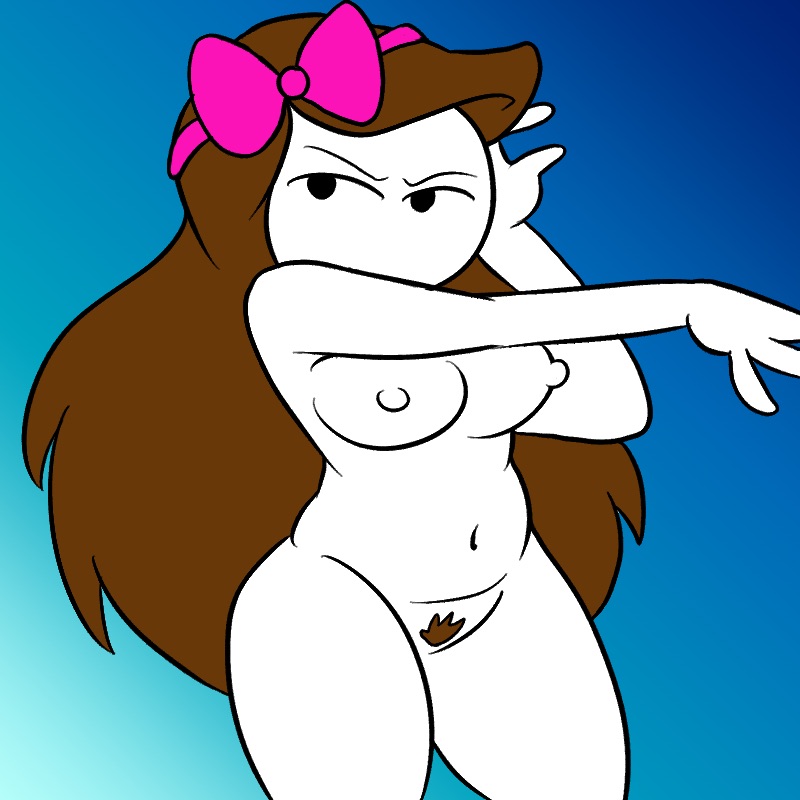 bluejr bow bow_in_hair brown_hair brown_pubic_hair let_me_explain_studios nude posing pubic_hair rebecca_parham tagme youtube youtuber