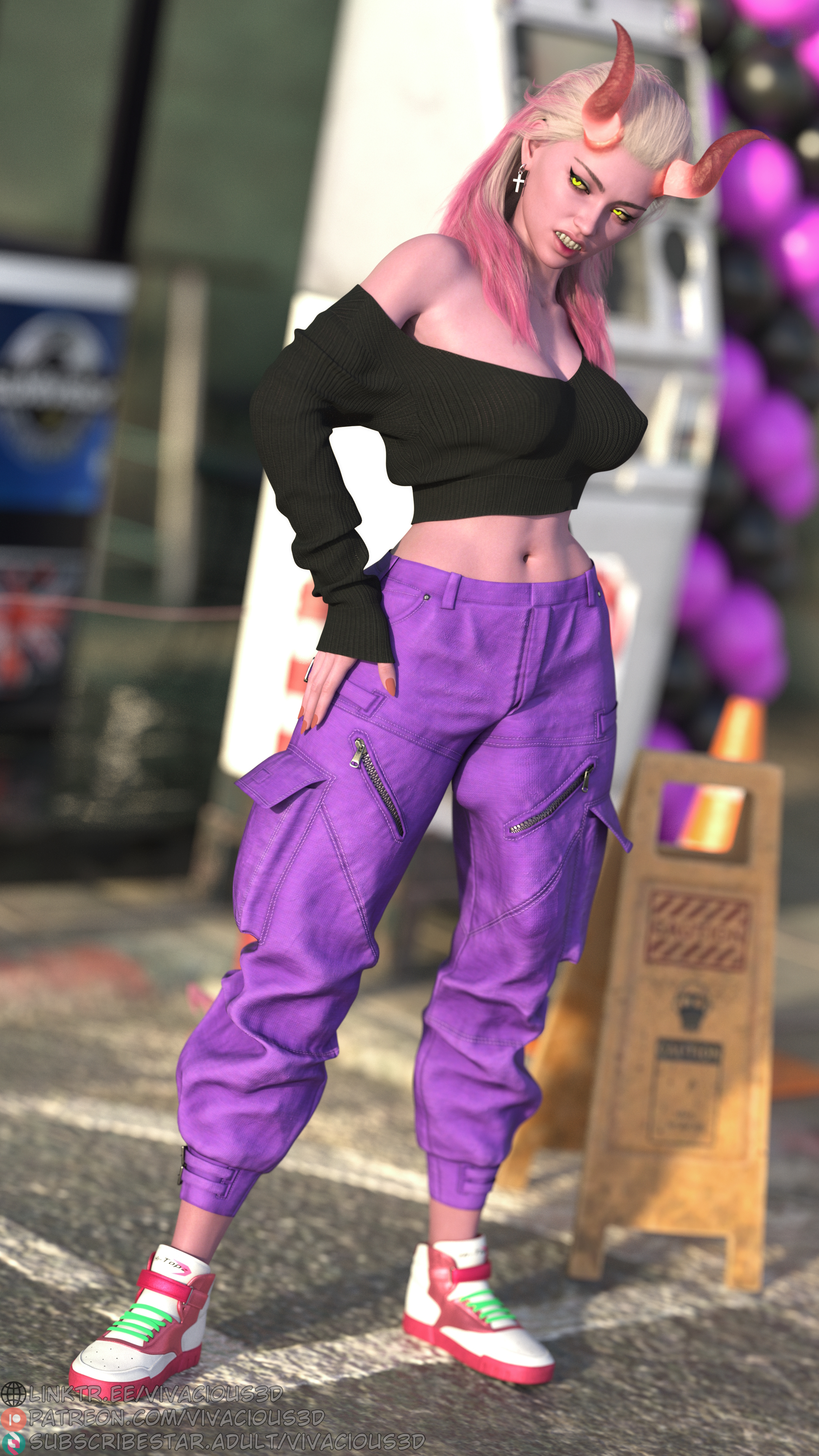3d, 3d (artwork), 3dx, bulge, bulge under clothes, futa only, futanari, horns, huge cock, large penis, vivacious3d, zipper, zipper pull tab