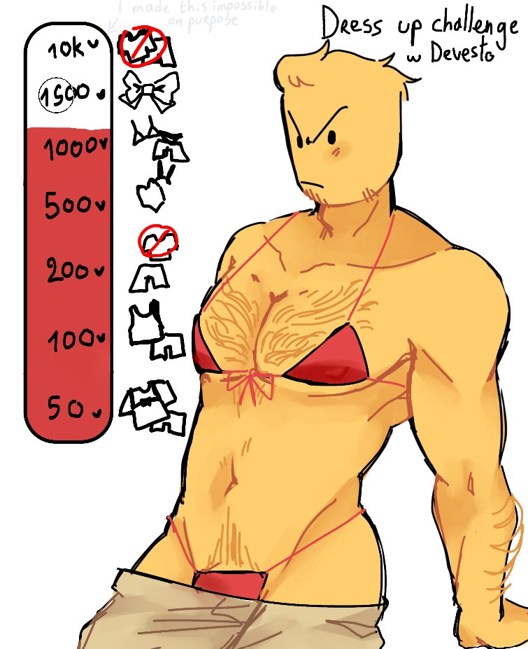 angry expression, bara, bra, devesto, die of death (roblox), hairy chest, only male, panties, pubic hair, roblox, roblox game, robloxian, solo male, strip game, tagme, tagme (artist), thong panties