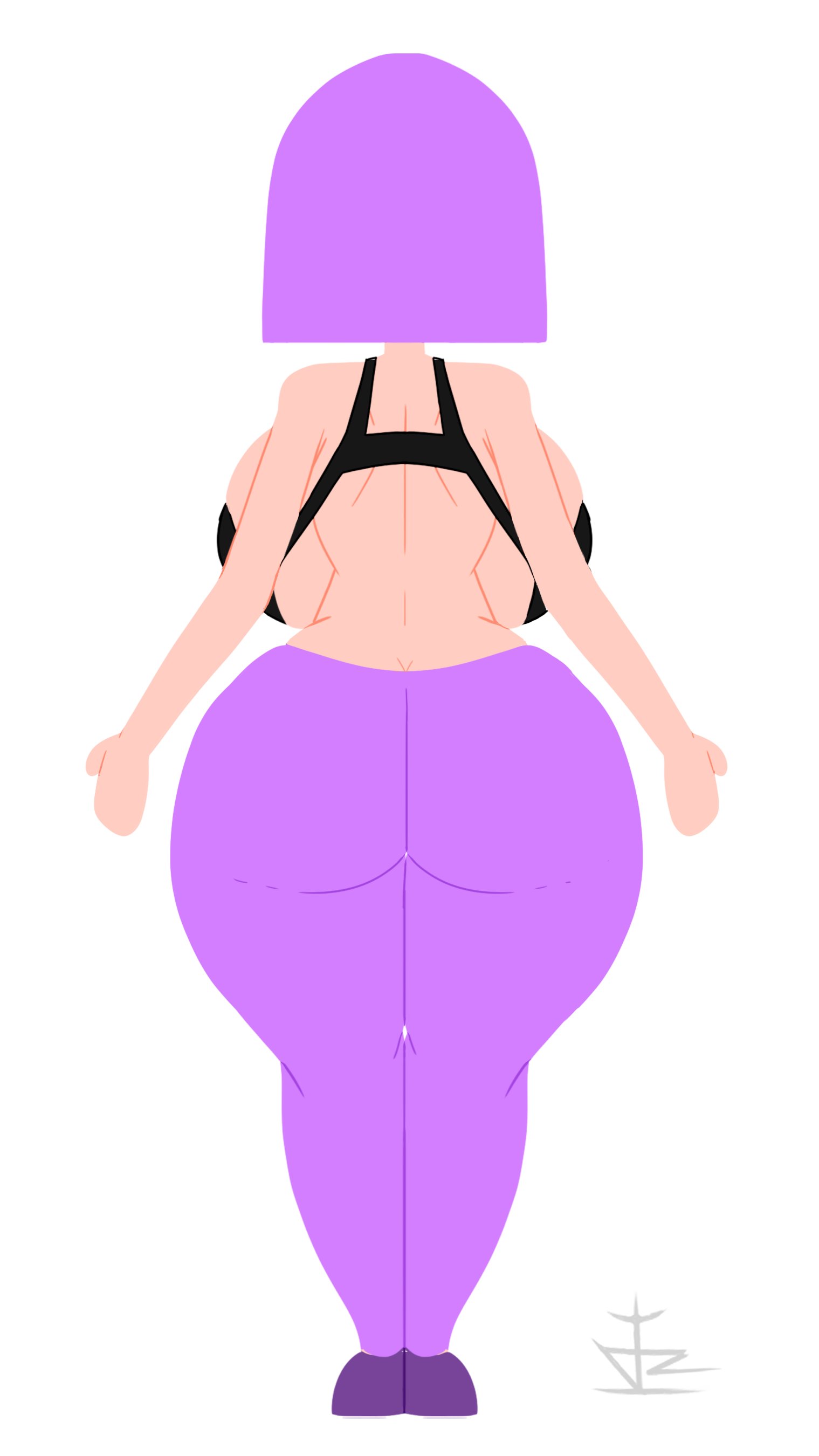 ass, back view, curvy, danzq, duolingo, female, lily (duolingo), sketch, thick thighs