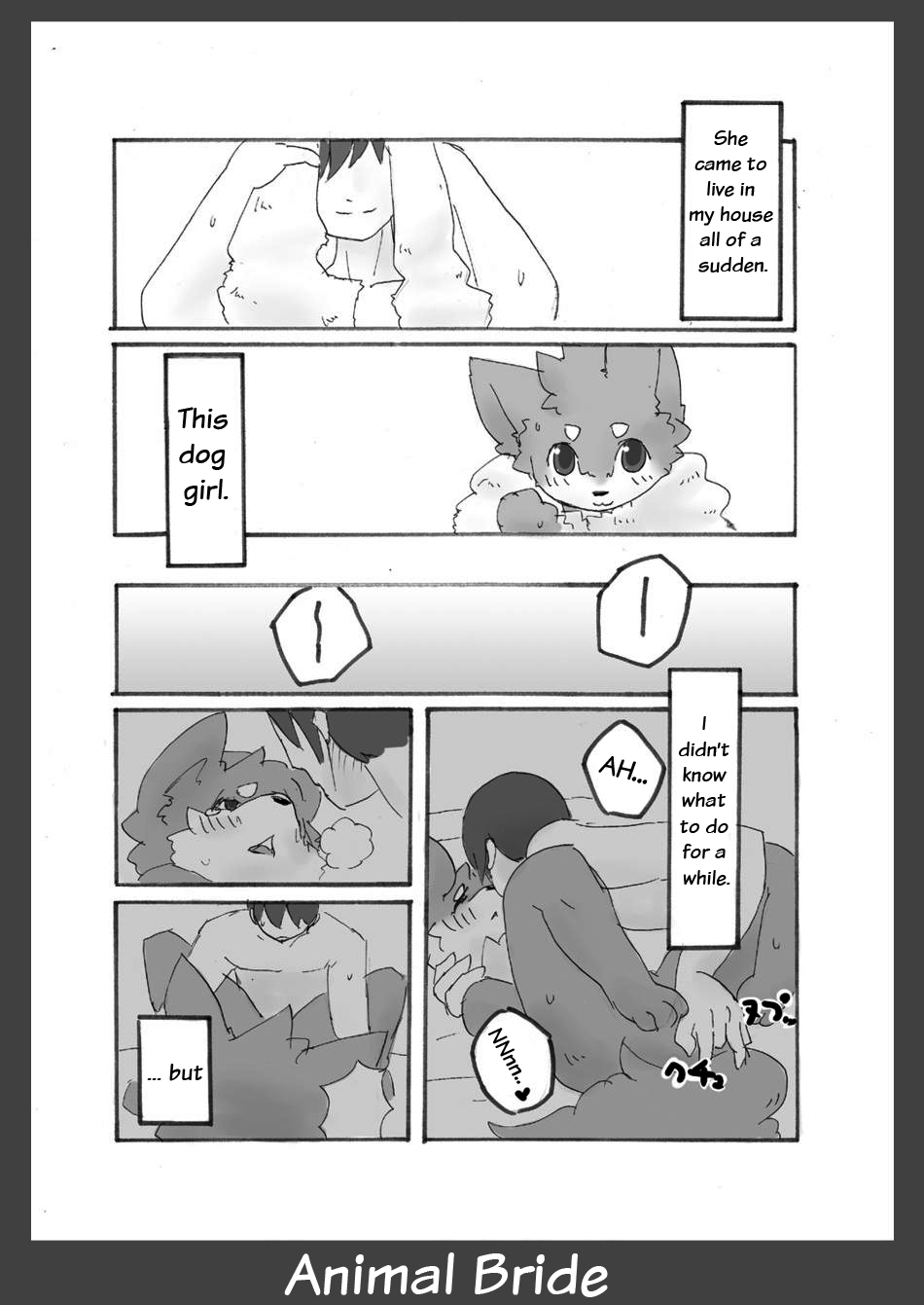 animal_bride anthro black_and_white blush canine comic canine drying female fingering human male masturbation monochrome panting straight sweatdrop towel translated