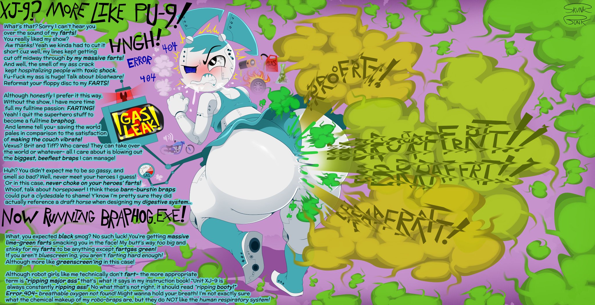 ass, big ass, dialogue, fart, fart cloud, fart fetish, farting, jenny wakeman, mucho texto, my life as a teenage robot, robot, robot girl, skunk bunk, tagme, xj9