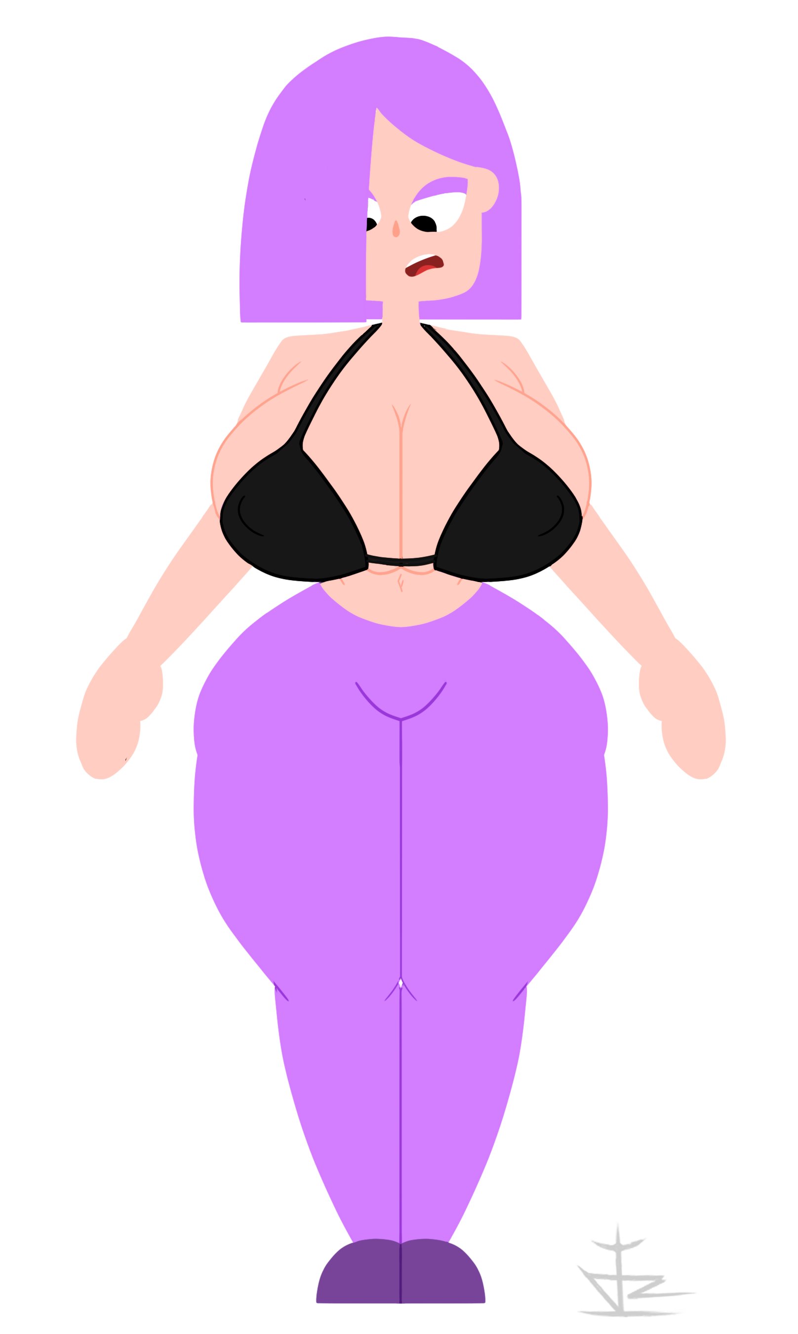 big breasts, black bra, danzq, duolingo, lily (duolingo), thick thighs