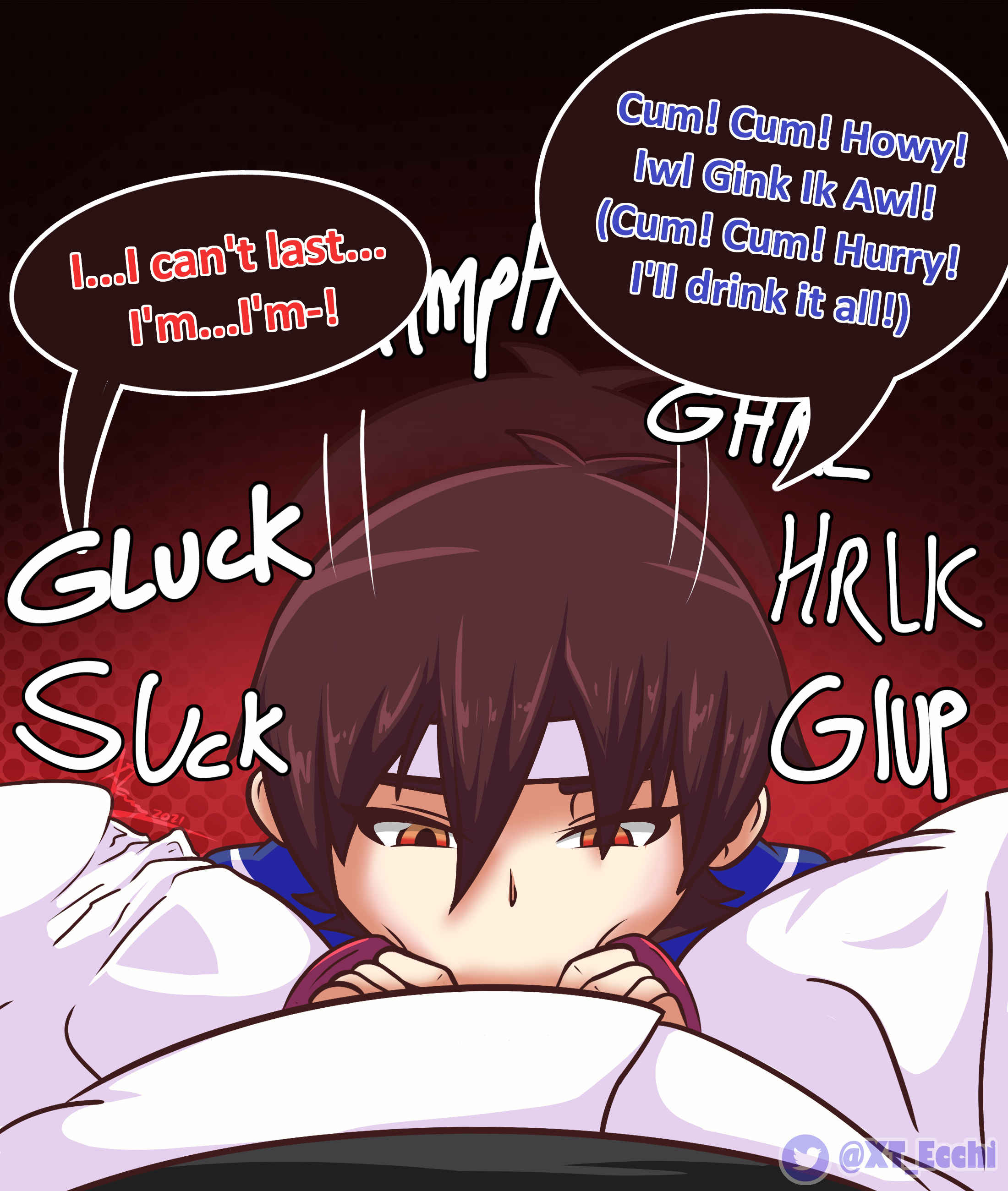 1boy, 1girls, all the way to the base, artist request, balls, balls deep, balls deep fellatio, blowjob, deepthroat, fellatio, female, male, pov, pov blowjob, pov male, ryu (street fighter), sailor collar, sakura kasugano, straight, street fighter, xt ecchi