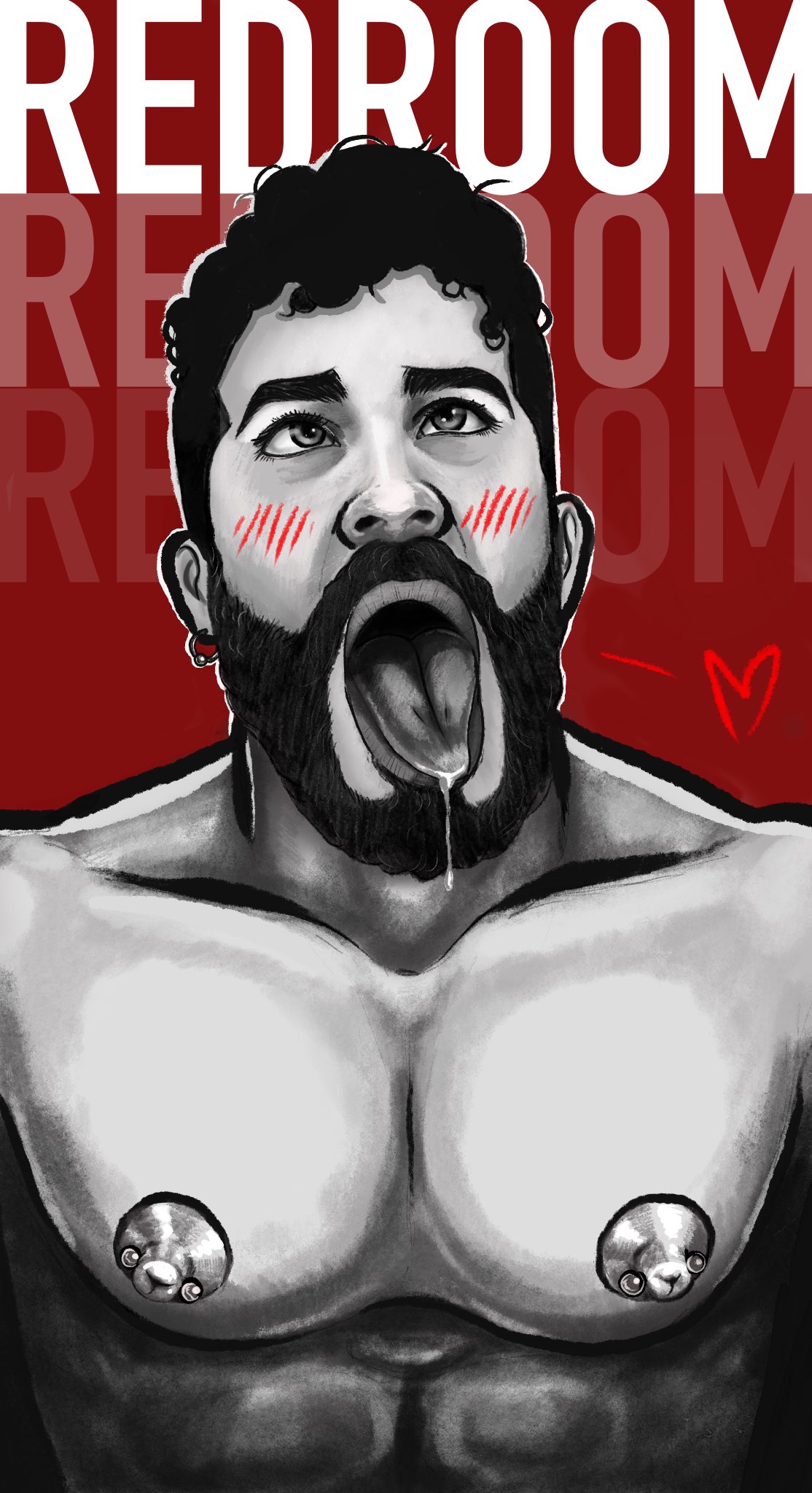 andyartering artist drooling karulox_(person) latino male male_only muscles muscular muscular_male nipple_piercings pecs real_person tongue_out