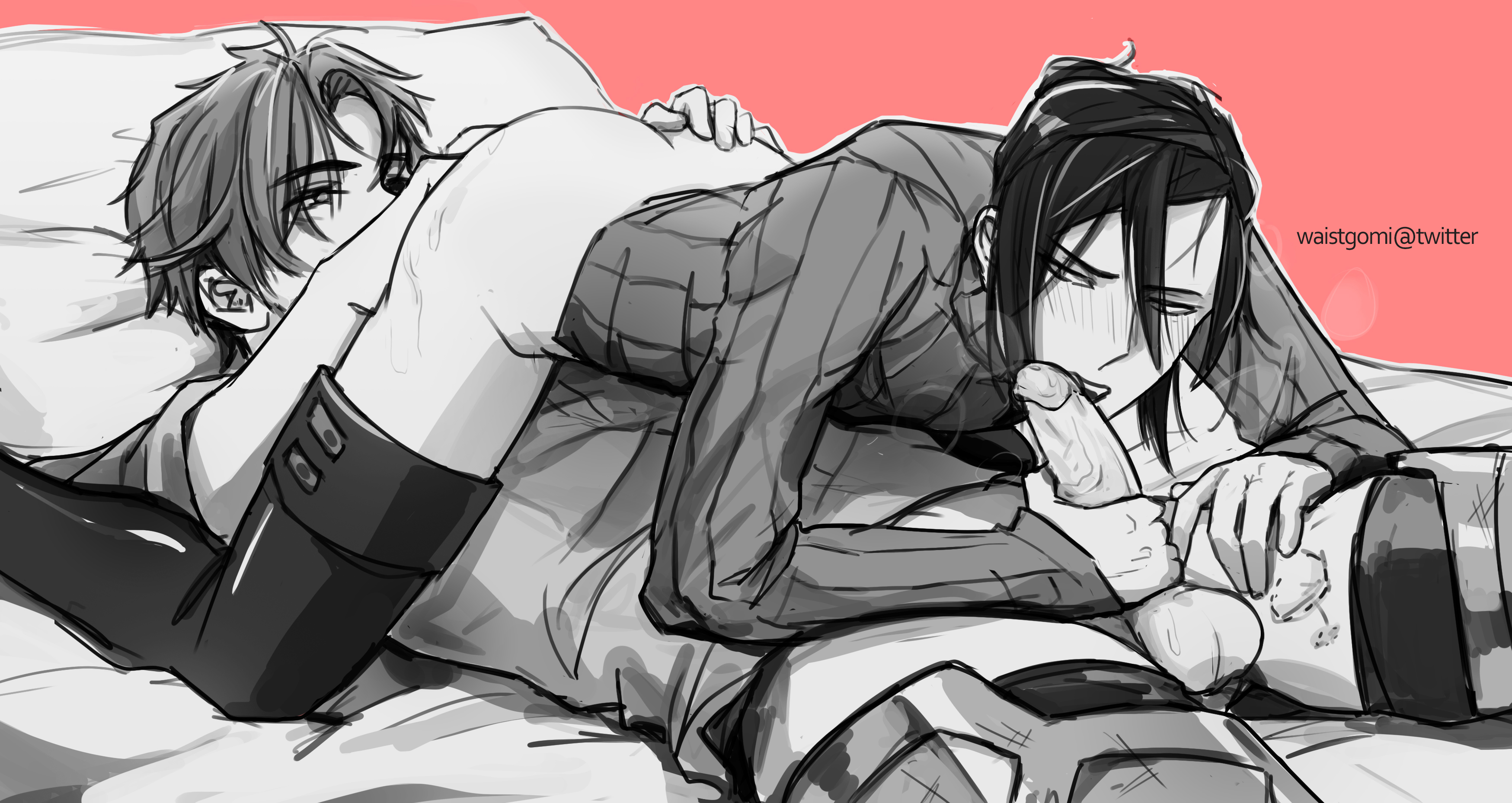 69, 69 position, blowjob, felix hugo fraldarius, fellatio, fingering, fingering ass, fingering partner, fire emblem, fire emblem: three houses, gay, male, male only, nintendo, sylvain jose gautier, waistgomi, yaoi