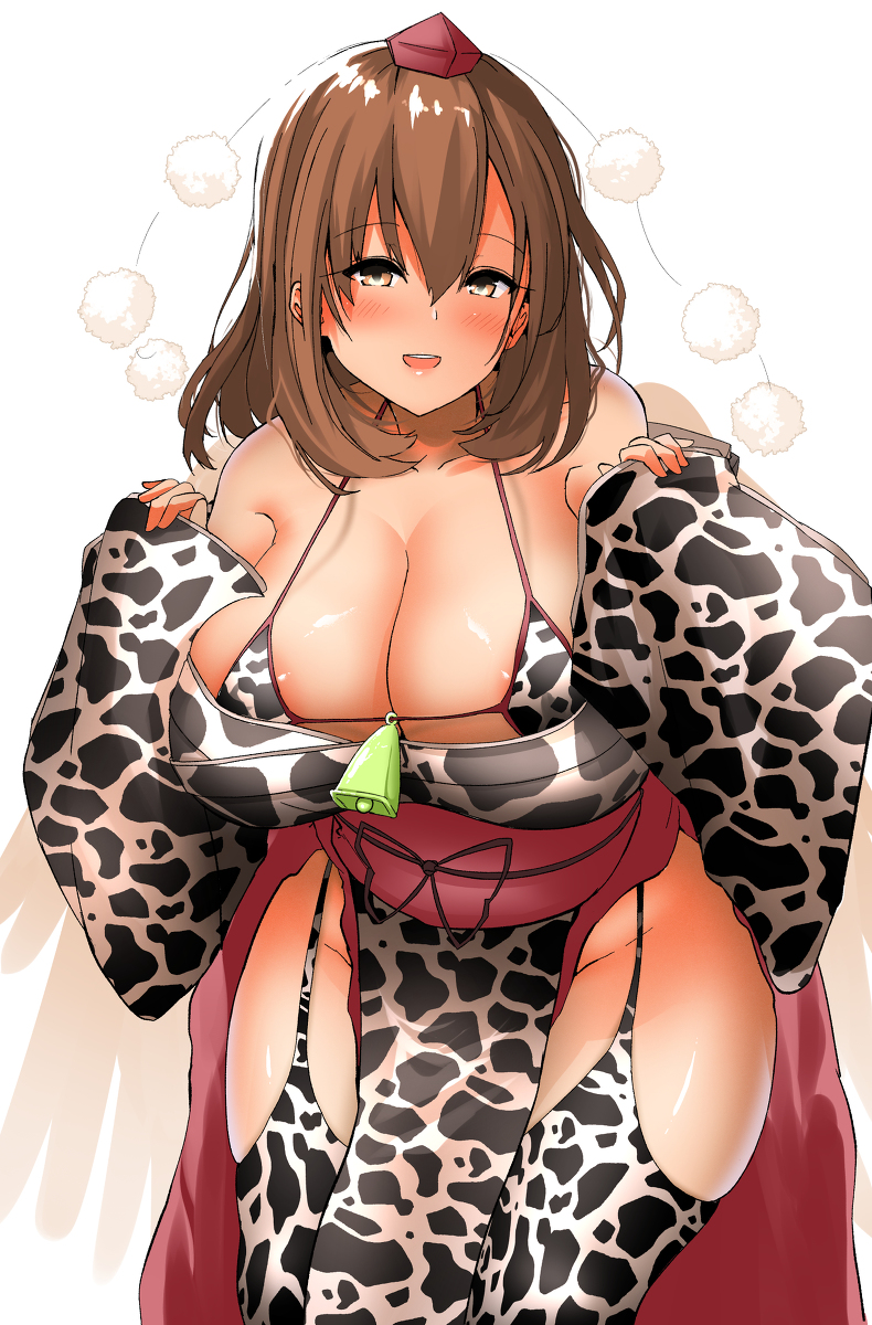 1girls akure_ekuto big_breasts cow_print shameimaru_aya tagme touhou