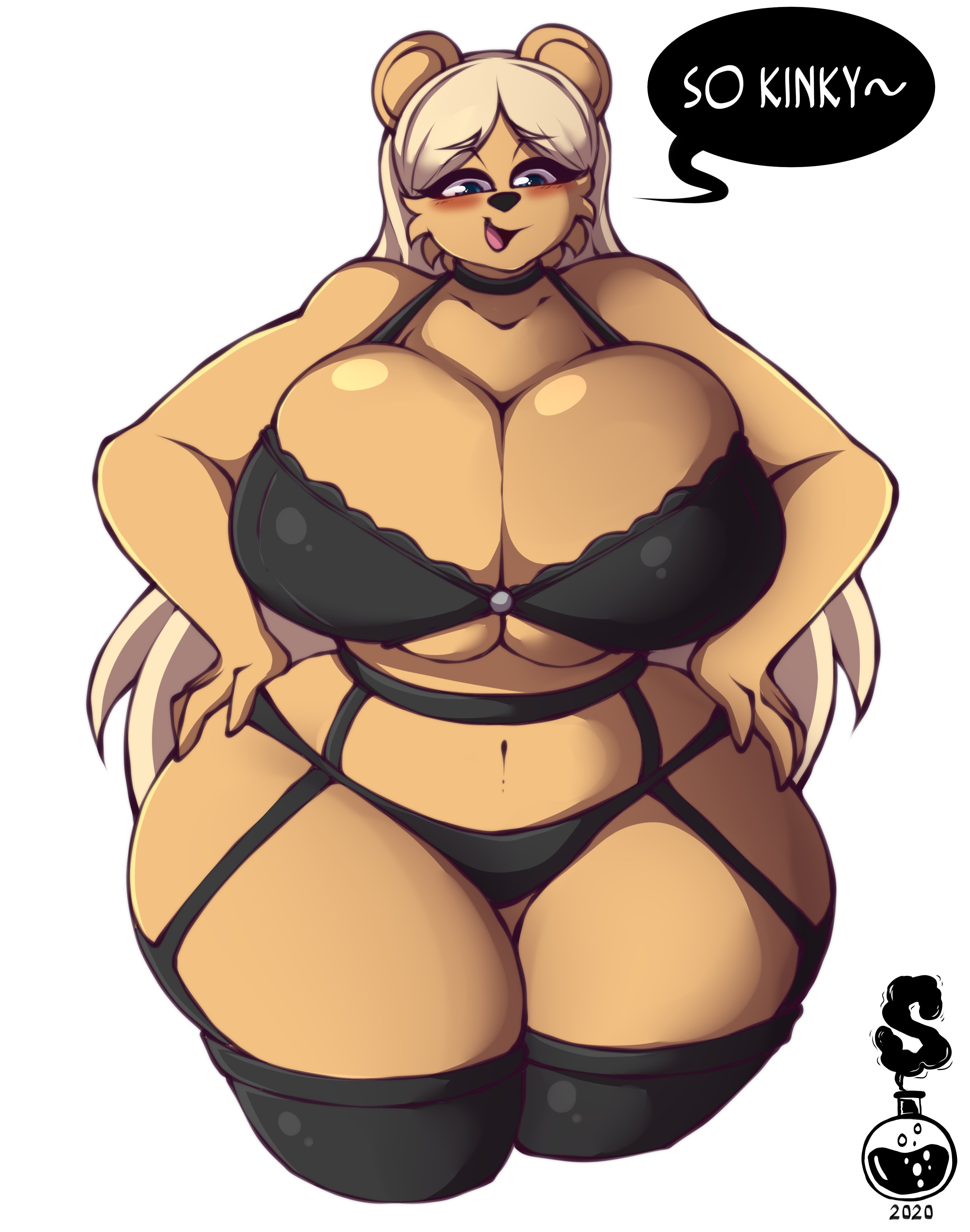 1girls, 2020, 4k, abstract background, absurd res, amara (jwinkz), anthro, bear, big breasts, black bra, black lingerie, blonde female, blonde hair, blush, breasts, bulging breasts, cleavage, clothed, clothing, curvaceous, curvy, curvy body, curvy female, curvy figure, dated, dialogue, digital drawing (artwork), digital media (artwork), english text, female, female focus, female only, fur, furry, garter belt, garter straps, hair, hand on hip, hands on hips, hands on own hips, hi res, huge breasts, large breasts, legwear, lingerie, long hair, mammal, open mouth, simple background, slim waist, small waist, solo, superix, tan body, tan fur, text, thick thighs, thigh highs, ursid, voluptuous, watermark, wide hips