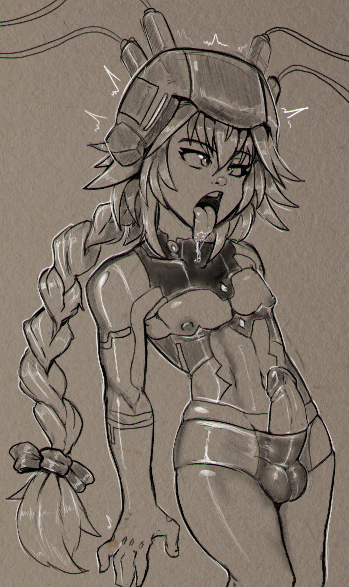 1boy, aroused, astolfo (fate), balls, big penis, braid, braided hair, brainwashed, brainwashing, bulge, cross-eyed, cute male, drool, drooling, erection, fate (series), fate/apocrypha, femboy, helmet, long hair, male, mind control, nipples, penis, reliusmax, saliva, tight clothing, tongue, tongue out, trap, twitching
