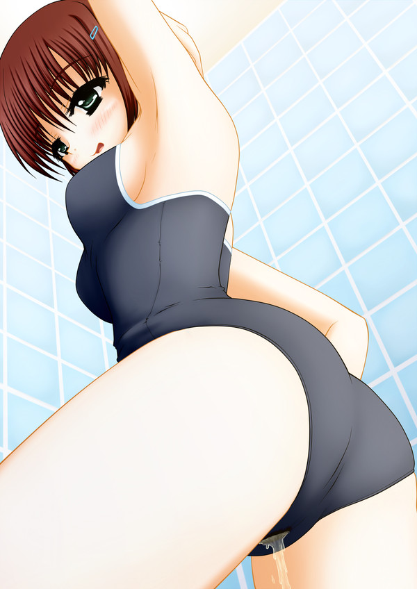 ass ass back_view one-piece_swimsuit peeing peeing_in_swimsuit peeing_self pullpull15 shower_room sukumizu tagme wetting wetting_self