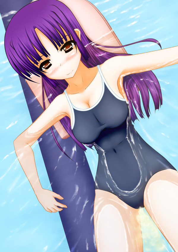 floaty glasses in_pool one-piece_swimsuit peeing peeing_in_pool peeing_in_swimsuit peeing_self peeing_underwater pool pullpull15 purple_hair raft sitting_pee swimming_pool swimsuit swimwear tagme urinating_female