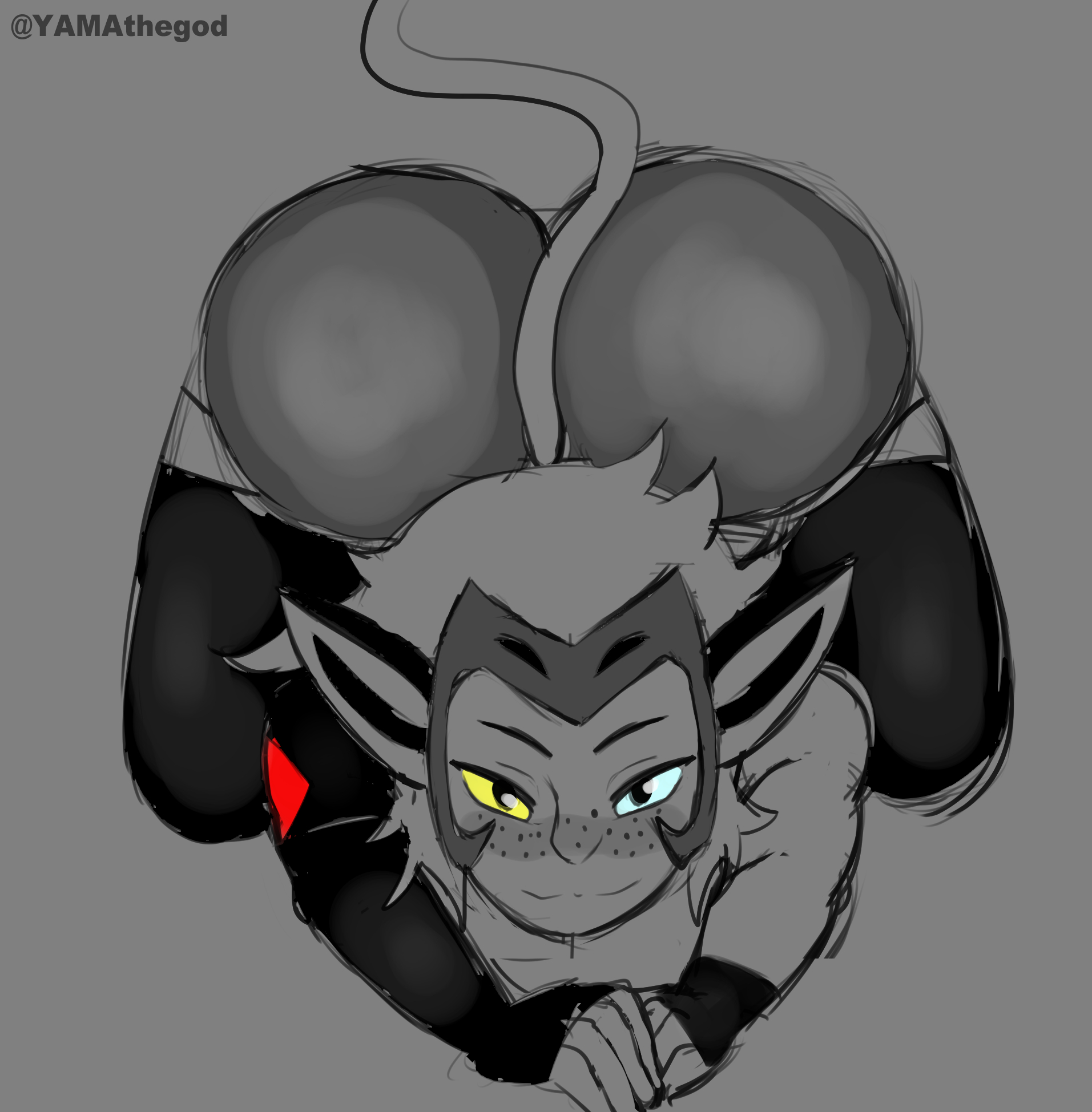 1girls, ass, ass focus, big ass, big butt, caked up, catra, female, female only, head down ass up, plump, plump ass, she-ra and the princesses of power, signature, smirk, sole female, solo, solo female, tagme, tail, text, thick ass, thick thighs, yamathegod