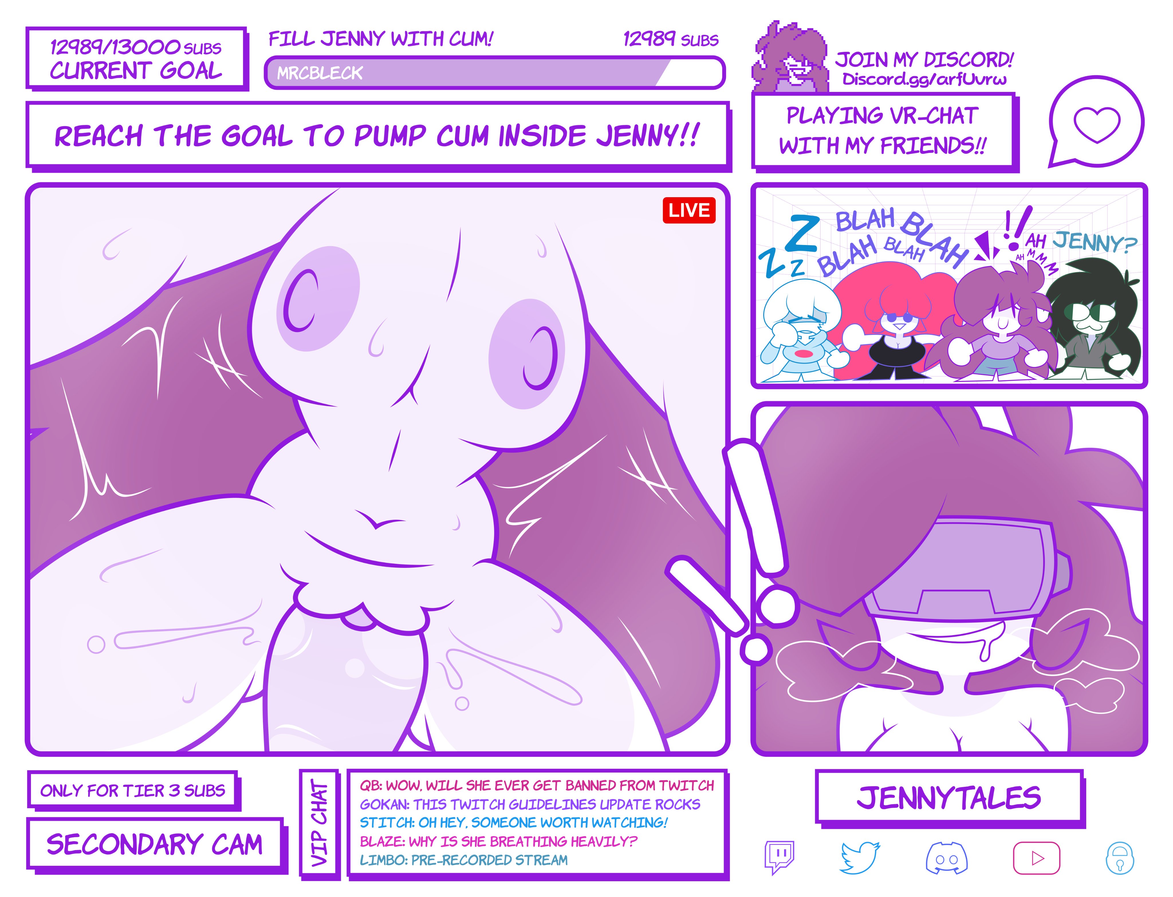 chat, english text, female, jenny (mrcbleck), mrcbleck, pussy, recording, stream, streaming, tagme, text, twitch, vagina, vaginal, vaginal penetration, vaginal sex, vr headset