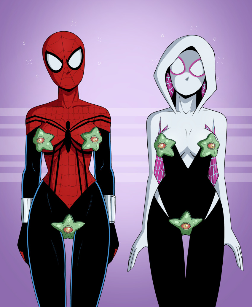 alien alternate_version_available crossover dc dc_comics female female_focus female_only gwen_stacy human hypnosis marvel marvel_comics mayday_parker mind_control parasitic_possession polmanning spider-girl spider-gwen spider-man_(series) starfish starro superheroine