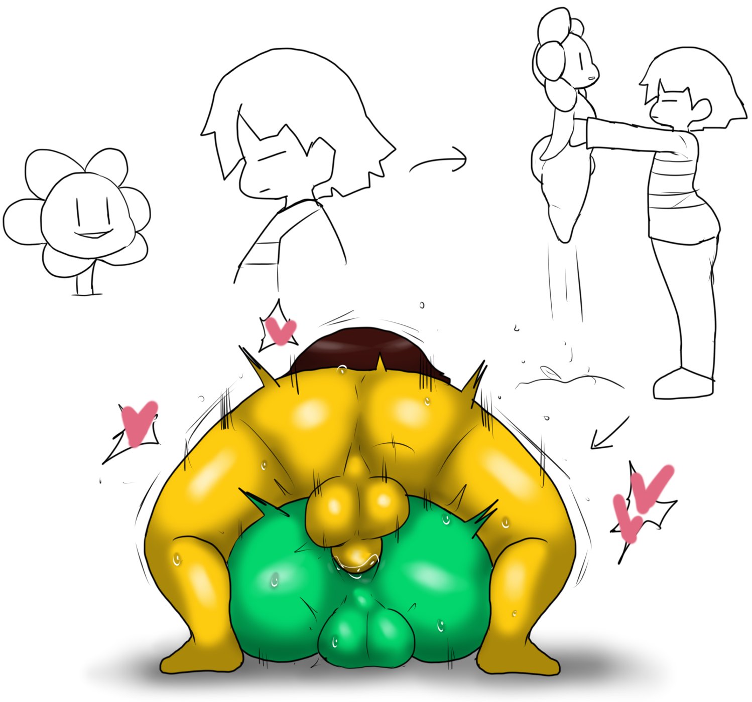 2boys, 2d, anal, anal sex, ass, balls, balls deep, big ass, big butt, brown hair, enigi09, femboy, flowey the femboy, flowey the flower, flowey with a body, forced, frisk, gay, human on plantie, male, male only, male/male, penetration, plant, plant humanoid, plantie, rape, sex, short hair, size difference, smaller male, thick thighs, thighs, undertale, undertale (series)