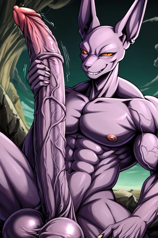 ai_generated beerus big_balls big_penis cocky69 dragon_ball_super excessive_size hyper_penis long_penis male_only muscular veins_on_dick veiny_muscles veiny_penis