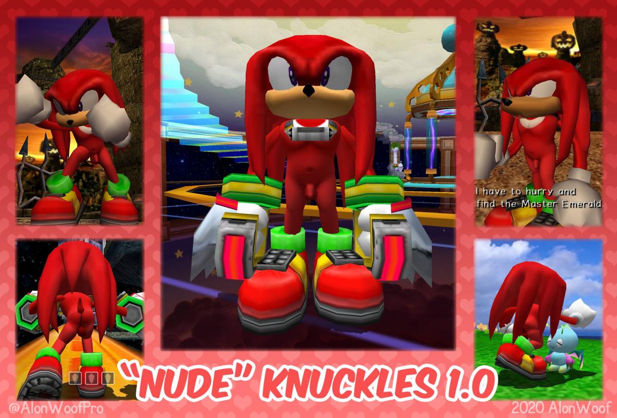 1boy alonwoof ass echidna flaccid furry knuckles_the_echidna male mod muscular_male nude nude_mod penis purple_eyes red_fur sonic_adventure_2