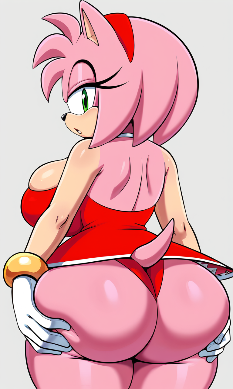 1girls ai_generated amy_rose ass ass_focus ass_grab big_breasts big_butt big_penis boobs breasts fat_ass fat_butt female female_only giant_breasts girl girls_only grabbing grabbing_ass grabbing_butt hedgehog_girl huge_ass huge_breasts huge_butt mobian mobian_(species) panties pixai red_dress red_panties red_thong sonic_(series) sonic_the_hedgehog_(series) thick thick_ass thick_legs thong tits wide_hips