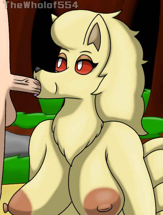 anthro duo fellatio female game_freak generation_1_pokemon human human_on_anthro interspecies male male/female mammal ninetales nintendo oral penile pokemon pokemon_(species) sex thewholof554