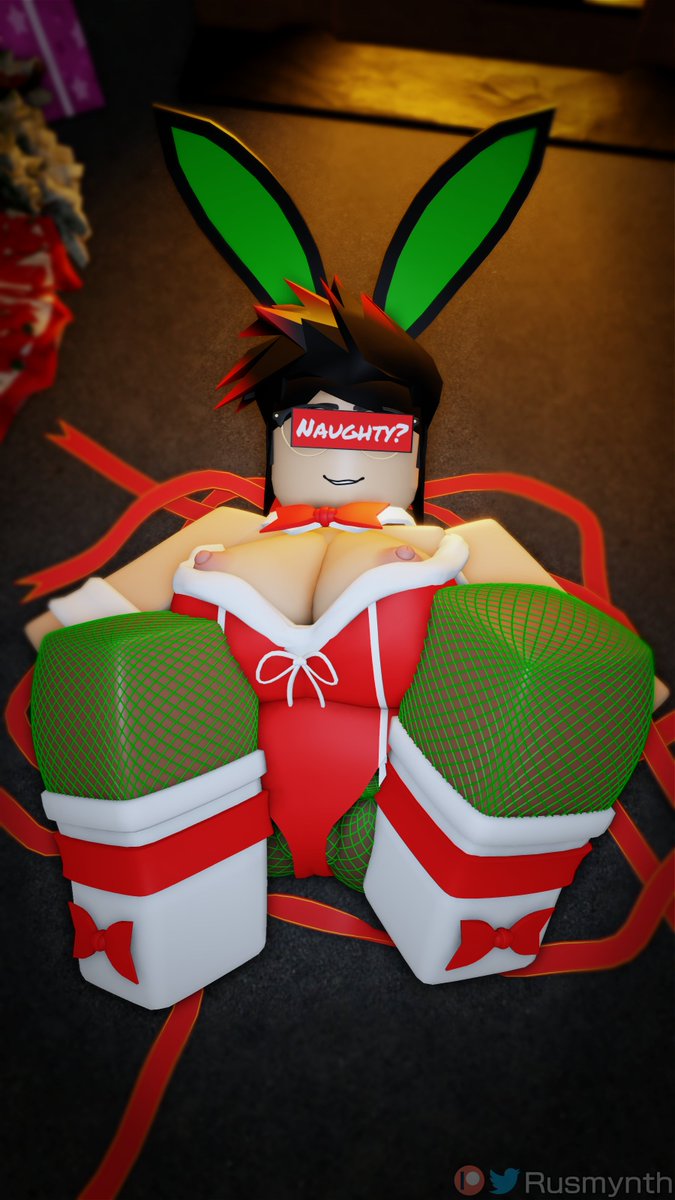 1girls christmas dyed_hair iris_(rusmynth) red_bunnysuit roblox robloxian rusmynth tagme