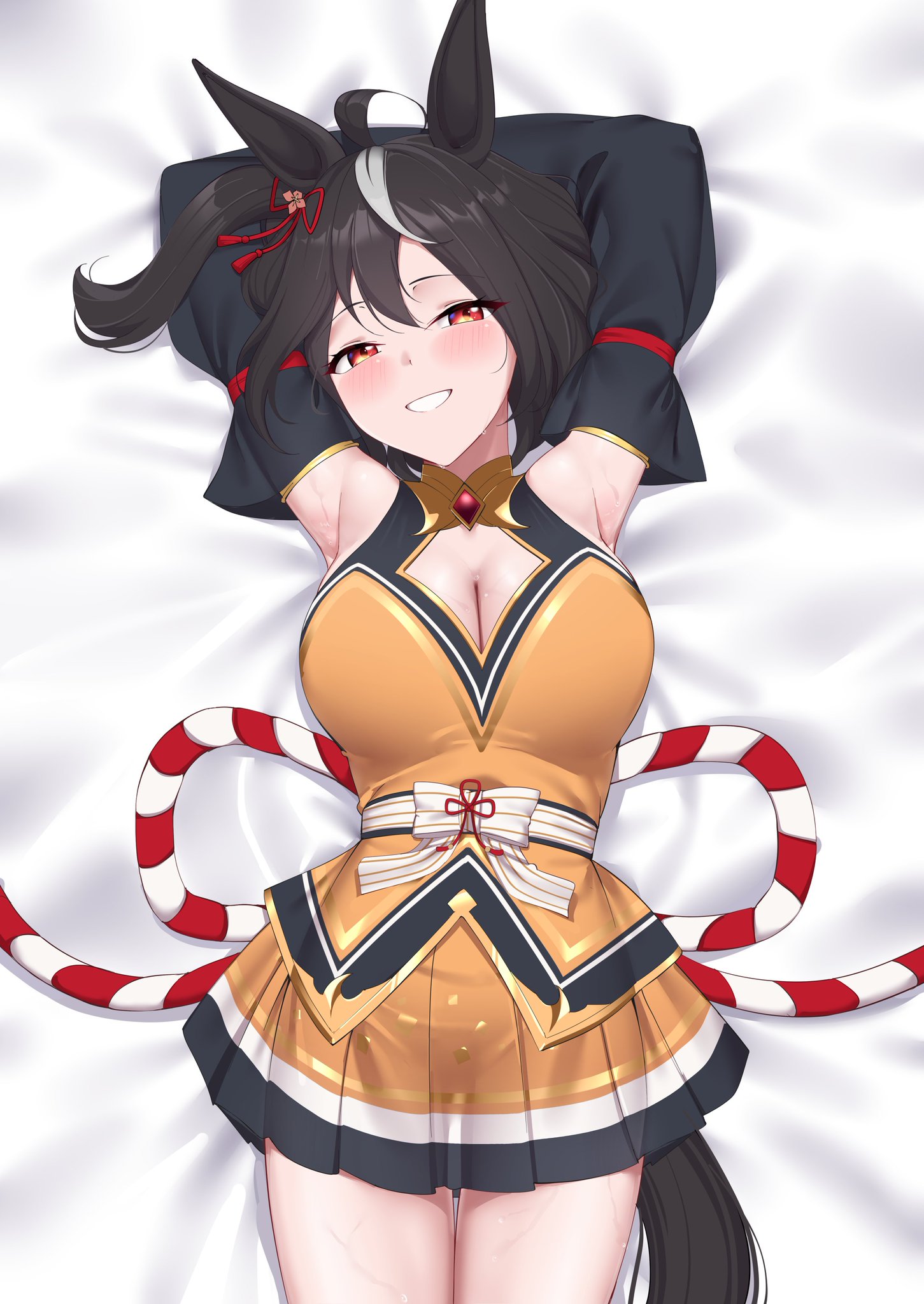 big ass, big butt, big thighs, big titties, black hair, boob window, breasts, cleavage cutout, curvaceous, curvaceous female, curvaceous figure, curvy, curvy figure, curvy hips, female, female focus, female only, kitasan black (gilded shrine to glory) (umamusume), kitasan black (umamusume), necropoi, short hair, umamusume, umamusume pretty derby