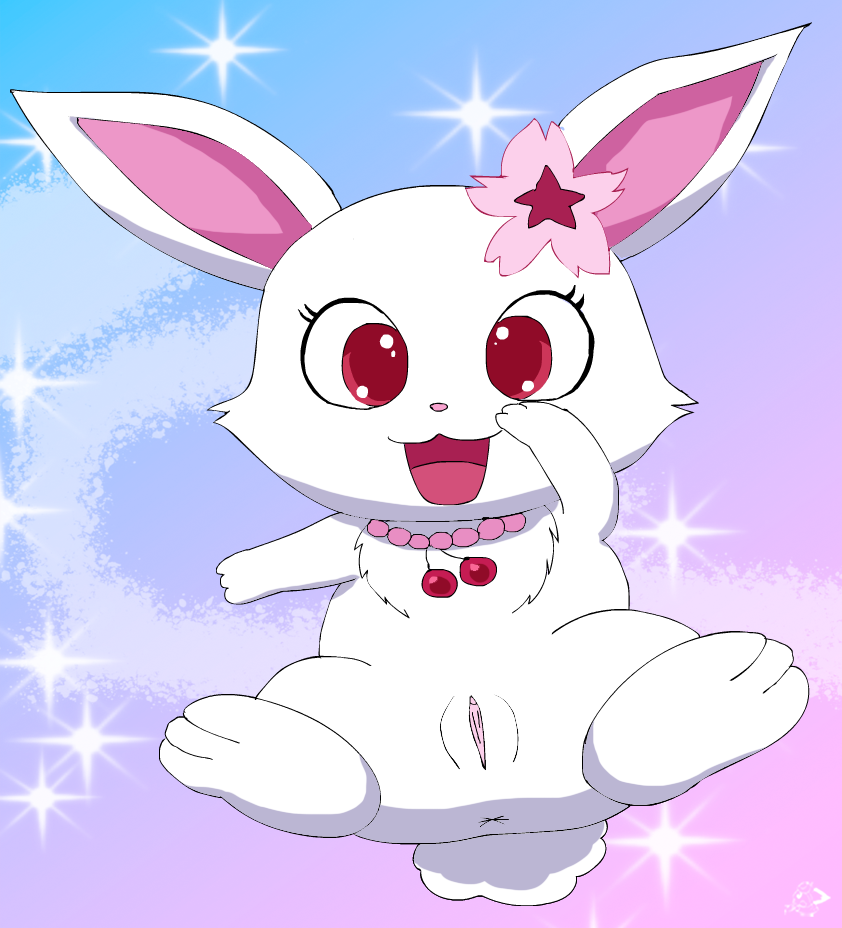 2021 accessory anthro anus cosmic_background female female_anthro flower flower_in_hair fur genitals hair hair_accessory jewelpet jewelry lagomorph leporid mammal necklace paws pichu90 plant presenting presenting_pussy pussy rabbit red_eyes ruby_(jewelpet) sanrio sega_fave solo starry_background white_body white_fur