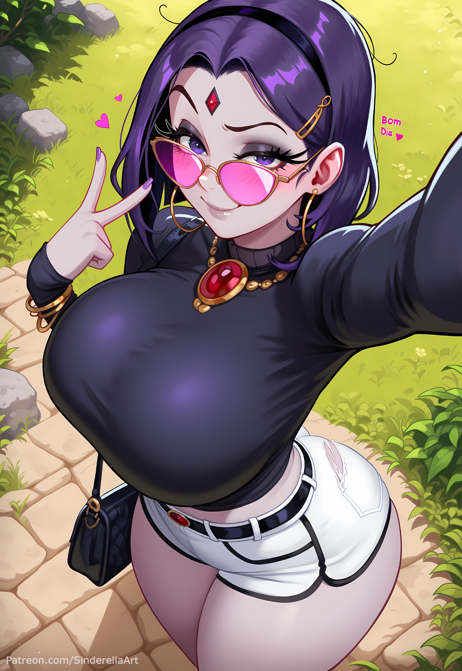 1girls, ai generated, alternate breast size, breasts, busty, cartoon network, commission, dc, dc comics, female, female only, huge ass, huge breasts, patreon, patreon url, patreon username, public, rachel roth, raven (dc), short shorts, sinderellaart, solo, tease, teasing viewer, teen titans, teenage female, teenager, thick, thick legs, thick thighs, voluptuous, warner brothers