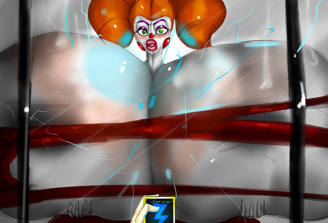 2d 2d_(artwork) android animatronic baby_(fnafsl) big_breasts breaking_glass breast_expansion breasts_bigger_than_head circus_baby circus_baby_(fnaf) electric_shock electricity expansion fableeg five_nights_at_freddy's five_nights_at_freddy's:_sister_location gigantic_breasts grabbing_own_breast growth huge_breasts hyper hyper_breasts lipstick red_cheeks red_clothing red_hair red_lipstick robot robot_girl surprised twintails