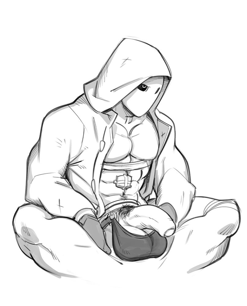 alpha_male balls bandages big_balls big_penis gay male male_only mask masked masked_male monochrome mskah muscles muscular penis penis_out rainbow_six rainbow_six_siege sketch solo solo_male spread_legs white_mask white_mask_(rainbow_six)