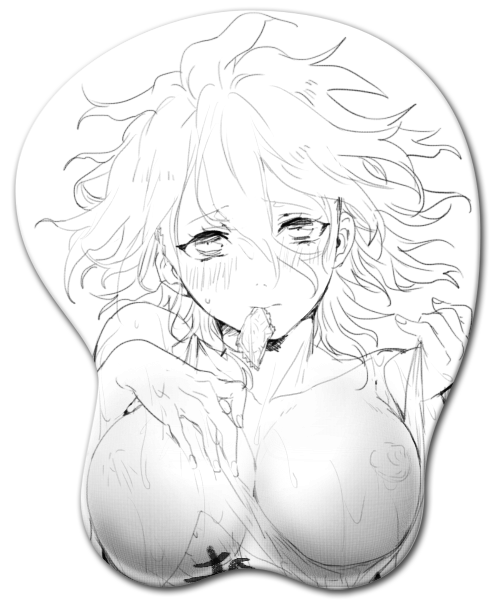 boob_mousepad breasts condom condom_in_mouth danganronpa danganronpa_2:_goodbye_despair exposed_breasts genderswap_(mtf) large_breasts masakane mousepad nagito_komaeda oppai_mouse_pad rule_63 straight_hair super_danganronpa_2