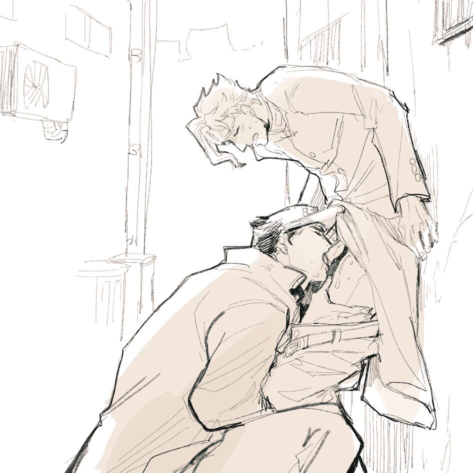 2boys, blowjob, diamond is unbreakable, exhibitionism, fellatio, gay, jojo's bizarre adventure, jotaro kujo, male, male focus, male only, male/male, noriaki kakyoin, oral, oral sex, stardust crusaders, yaoi
