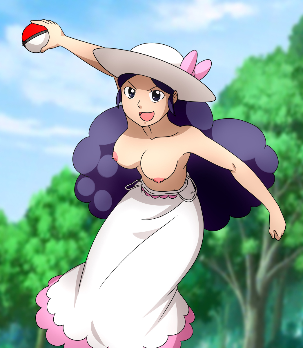 1girls alternate_version_available breasts breasts_out casual_nudity casual_topless dress female female_only hat lady_(pokemon) lady_(pokemon_dppt) light-skinned_female light_skin misaeldm naked npc_trainer open_mouth pokéball poke_ball pokeball pokemon pokemon_dppt purple_eyes purple_hair variant