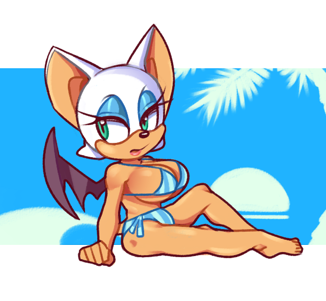 big_breasts bikini female female_focus female_only huge_breasts rouge_the_bat sonic_(series) sonic_the_hedgehog_(series) squidapple swimsuit