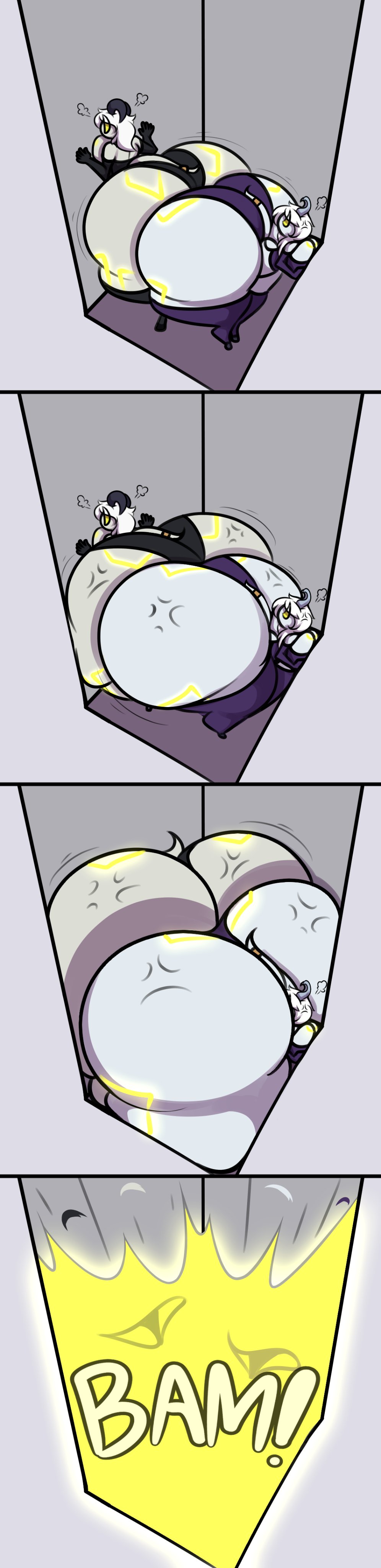 2boys, angry, ass, ass expansion, ass to ass, big ass, bubble ass, bubble butt, colossal ass, elevator, expansion, explosion, female, gigantic ass, huge ass, hyper ass, inflation, male, meat wall (body type), popping, puffster3, tagme, thick thighs, thunder thighs, wide hips