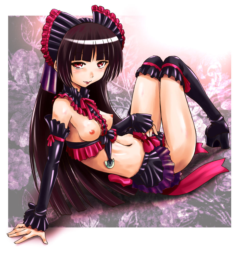 armbands boots breasts demigoddess gate_-_jieitai_ka_no_chi_nite_kaku_tatakaeri gothic headdress looking_at_viewer rory_mercury sao_satoru