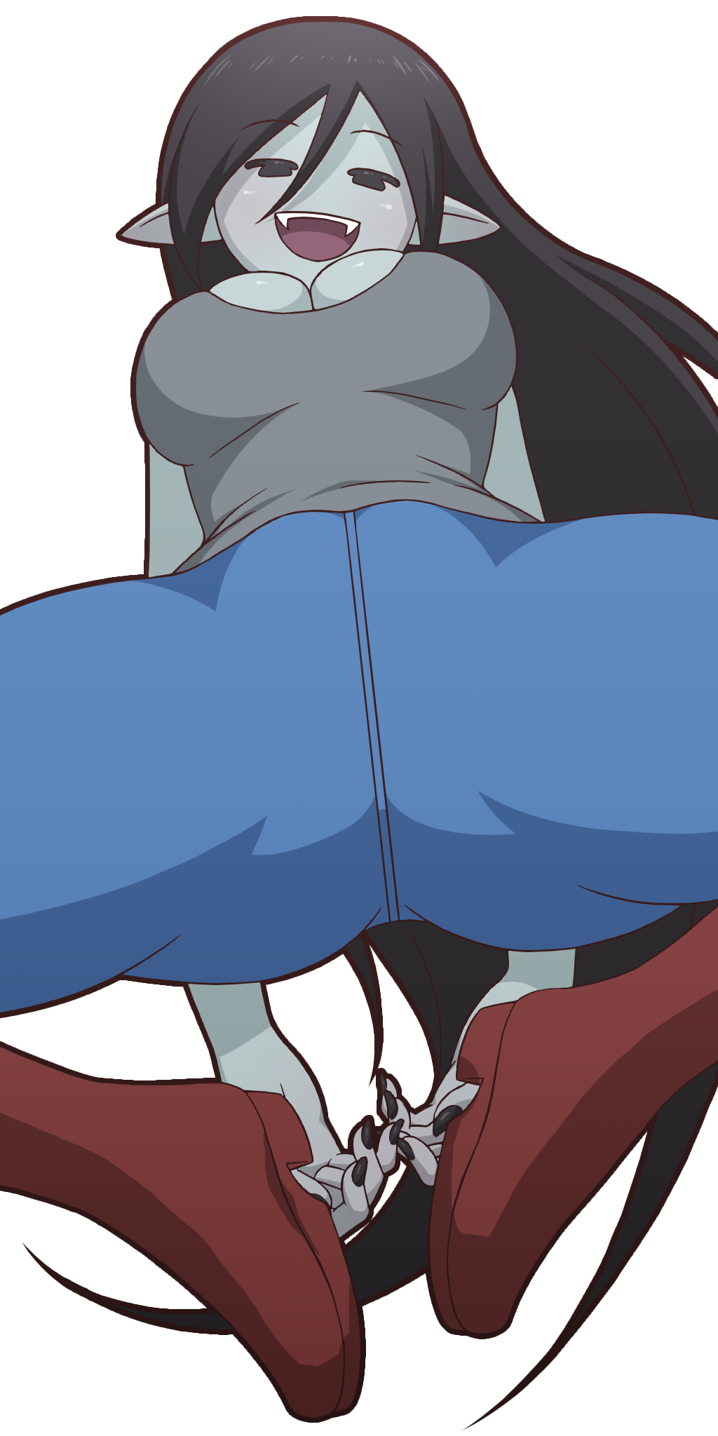 adventure_time big_breasts big_butt boots cameltoe cleavage color colored jeans manyakis marceline no_bra pants posing tagme tight_clothing tight_pants vampire