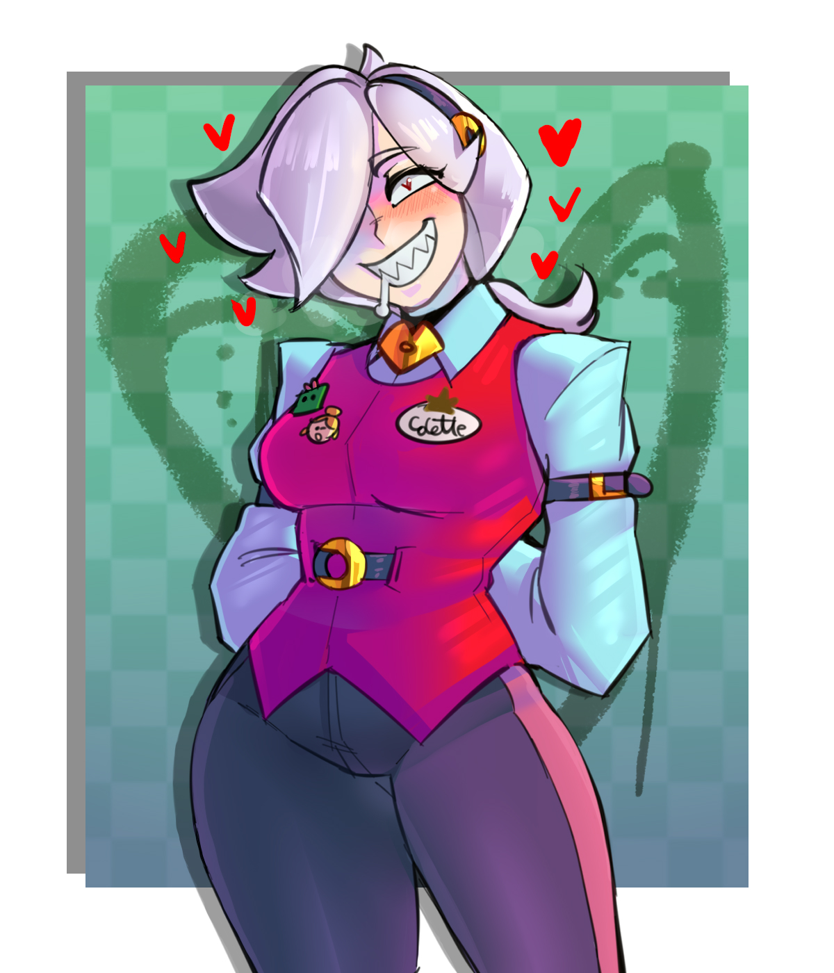 1girls, ass visible through thighs, brawl stars, colette (brawl stars), female, female only, hearts, kelvex m, white hair, wide hips