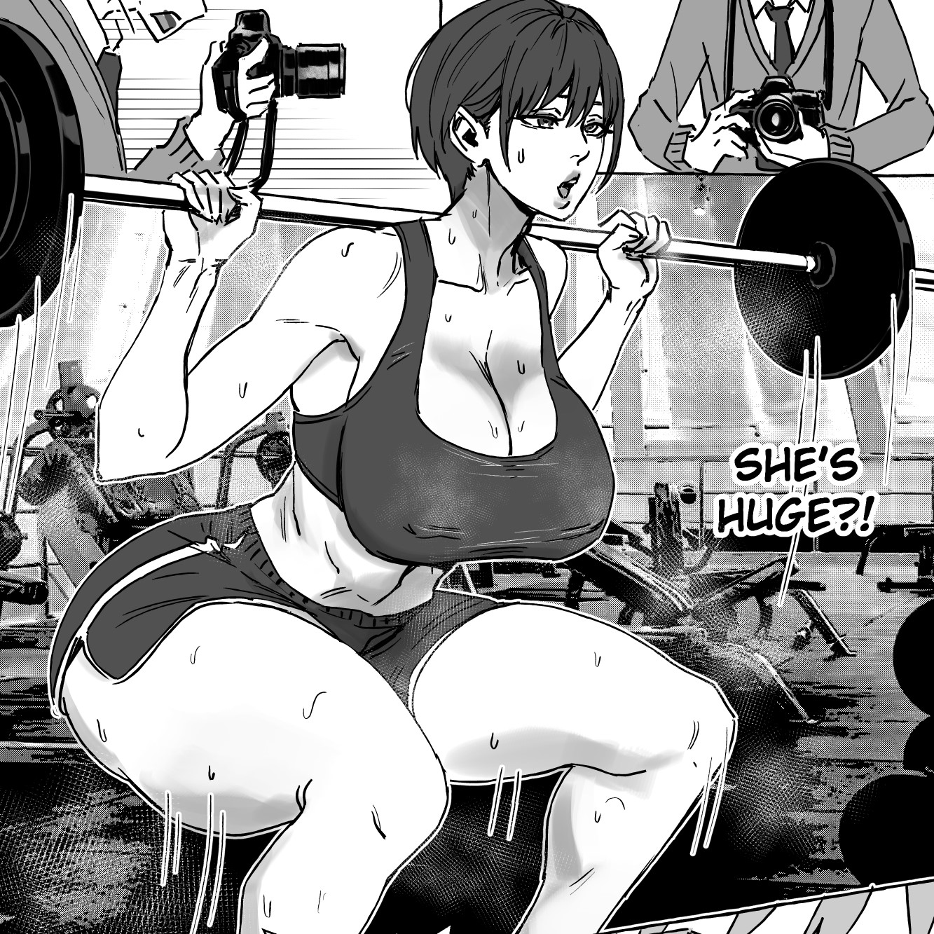 1girls, arisa yoshi, big breasts, breasts, busty, curvaceous, curvy, curvy body, curvy female, exercise, female, female focus, huge breasts, large breasts, original, original character, voluptuous