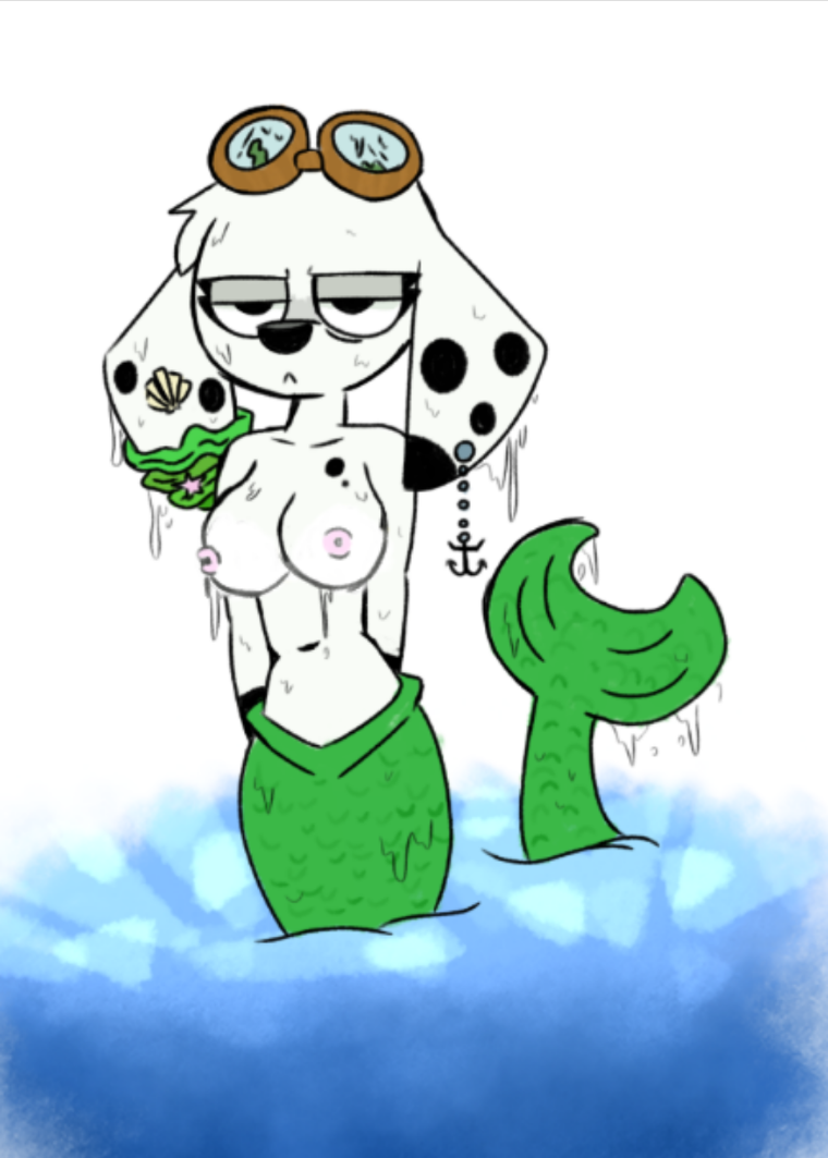 101_dalmatian_street 101_dalmatians algae anchor canid canine canis dalmatian disney domestic_dog female hair mammal mermaid_tail nipples sea seashell shell solo spikbeat water wet whistlerarts29