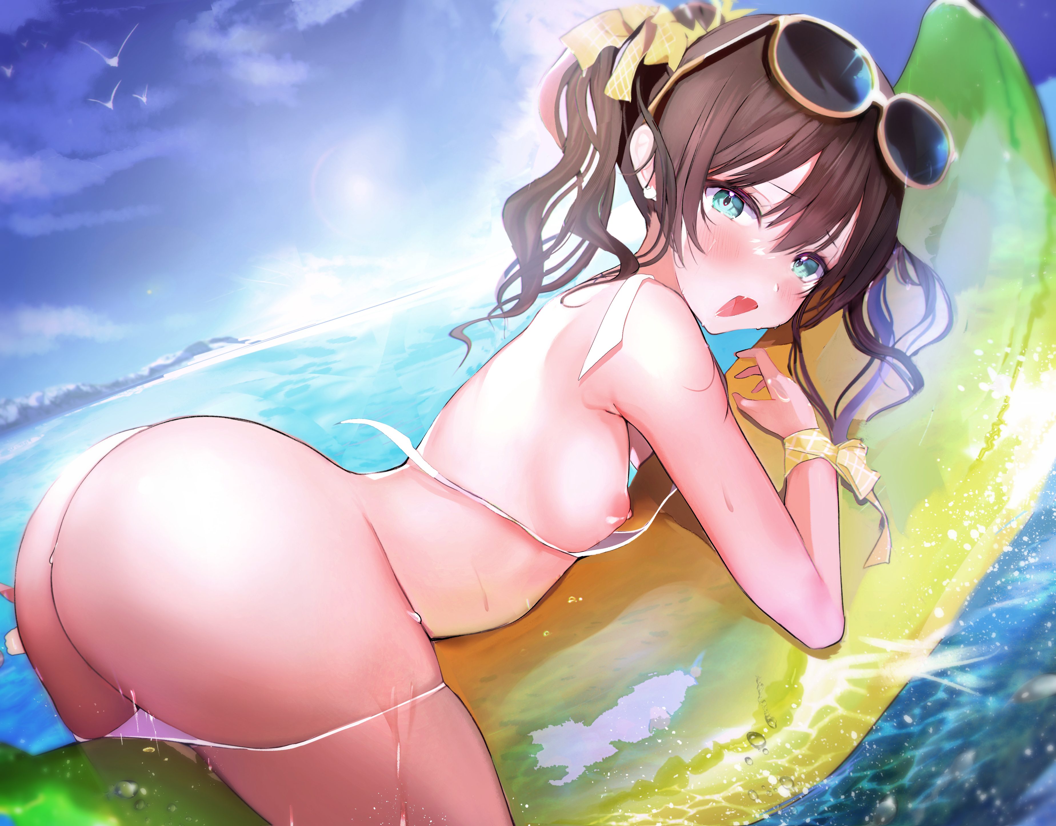 1girls, absurd res, ass, big ass, bikini, bikini top removed, bikini top undone, breasts, exposed ass, exposed breasts, female, female only, highres, hololive, hololive gen 1, hololive japan, natsuiro matsuri, small breasts, solo, solo female, sukiyaki, sukiyaki i, tagme, virtual youtuber