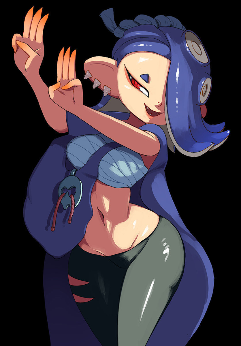 big breasts, black background, breasts, female, nintendo, red eyes, shiver (splatoon), solo, solo female, splatoon, splatoon 3, tagme, yuta agc
