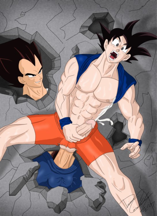 00s 2007 2boys abs anal anal_sex balls black_hair boner cum dragon_ball dragon_ball_z ejaculation erect_penis erection gay heyohwhoa human male male_only masturbating_while_penetrated masturbation muscle muscles muscular muscular_male orgasm_face penis son_goku straight_hair uncensored vegeta yaoi