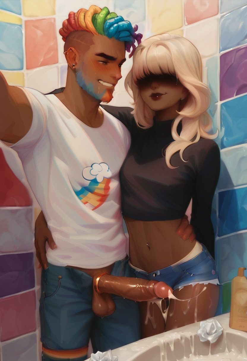 1boy 1boy1girl 1girl 2024 african_male ahe_gao ai ai_generated alpha_male anonymous_female arm_around_waist balls bathroom bedroom_eyes big_penis black_crop_top blonde_female blonde_hair blue_pants blue_shorts blush bodily_fluids breasts brown_eyes brown_skin clothed clothed_female clothed_female_clothed_male clothed_male clothed_male_clothed_female clothed_sex cock_ring confident_female corruption couple cowboy_shot crop_top cum cum_drip cum_on_object cum_on_penis cum_on_thighs cum_pool cum_puddle cum_string cumming cumshot dark-skinned_female dark-skinned_male dark_skin denim denim_clothing denim_shorts dominant_female dreadlocks dripping dripping_cum dripping_precum drooling duo ear_piercing earrings edit edited edited_image ejaculating_cum ejaculation erection excessive_cum exposed_penis eyeless eyeless_female faceless_female facing_viewer feet_out_of_frame female front_view fully_clothed gay_with_woman half-closed_eyes hand_around_waist handsfree_cum handsfree_ejaculation handsfree_orgasm handsome handsome_man hetero_sex holding_partner hunk indoors indoors_sex jean_shorts jeans jock large_penis leg_strap lipstick long_hair long_penis long_sleeves looking_at_partner makeup male male/female male_focus male_masturbation masturbation midriff multicolored_hair navel no_eyes no_pubic_hair no_underwear oc odessa555 open_bottomwear open_clothes open_fly open_mouth open_pants orientation_play original original_character original_characters penis penis_out pervert pervert_male piercing pleasure_face pleasured pony_diffusion_xl portrait posing precum projectile_cum rainbow rainbow_clothing rainbow_hair seductive seductive_eyes seductive_look selfie semen semen_on_body sex_toy sexuality_change shirt short_hair shorts sink skimpy skimpy_clothes smile smirk stable_diffusion standing straight stud sweat tagme tall_male taller_male teeth testicles thick_thighs thigh_sex thighs tile_wall tiles tissue torso_grab turtleneck unbuttoned unbuttoned_pants uncensored uncircumcised uncut underwear used_tissue veiny_penis wet_penis wet_skin white_shirt