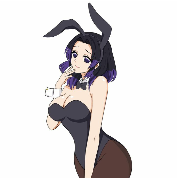 1girls, blue hair, bunnysuit, cosplay, demon slayer, female, female only, hfxpins, kimetsu no yaiba, kochou shinobu, purple hair, purple-haired female, solo